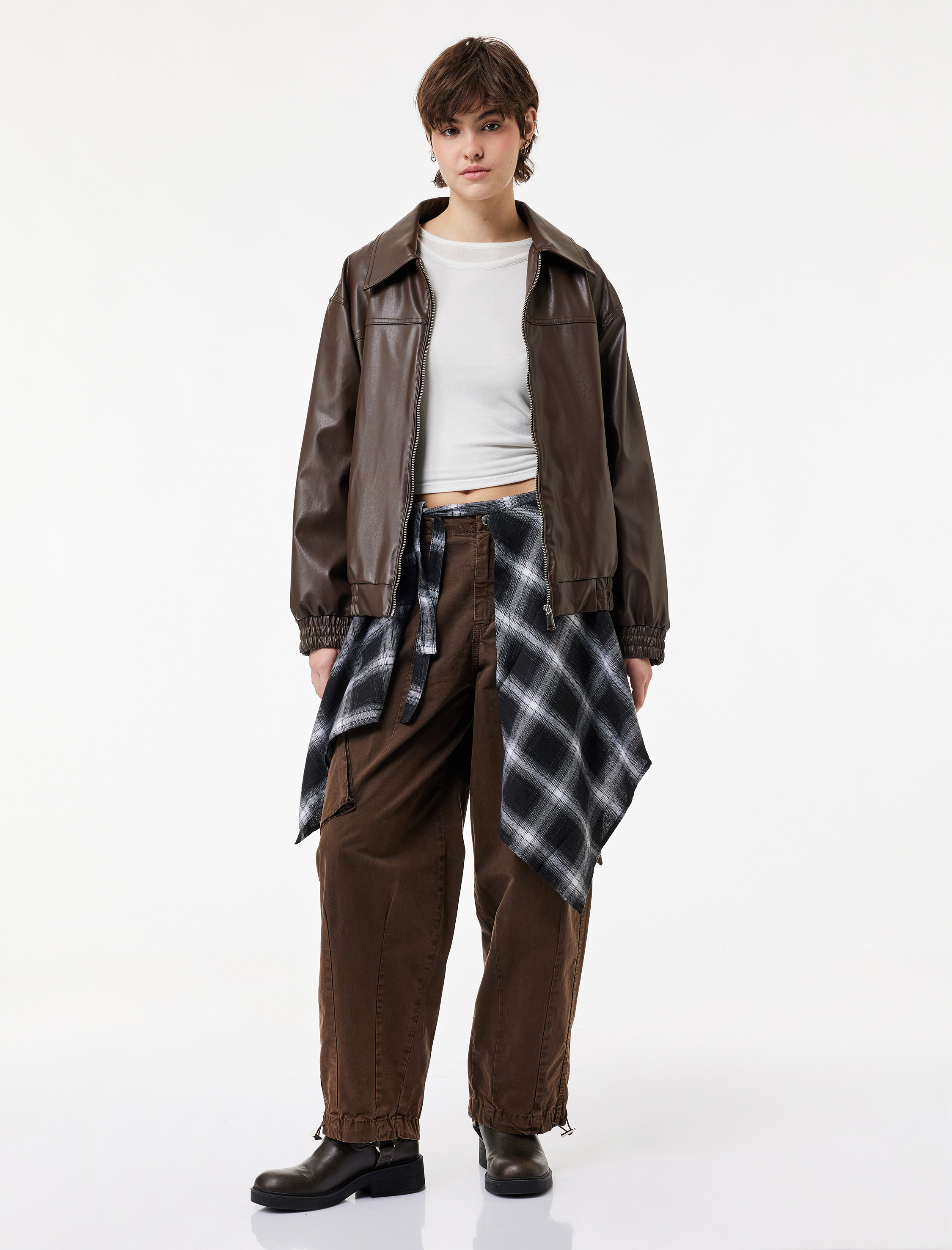   Pamuklu Rahat Kalıp Stoperli Beli Bağcıklı Kargo Cepli Balon Pantolon