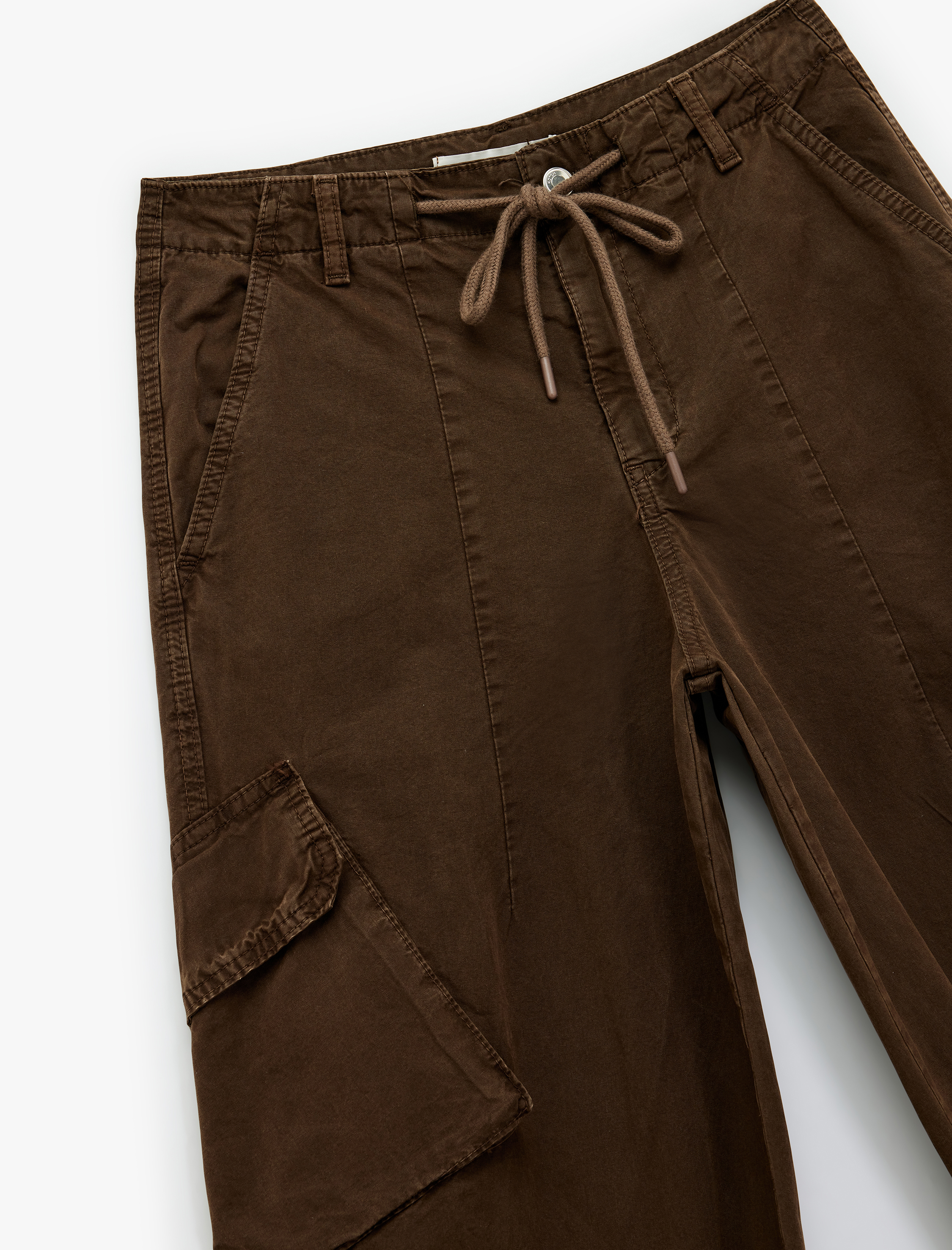   Pamuklu Rahat Kalıp Stoperli Beli Bağcıklı Kargo Cepli Balon Pantolon