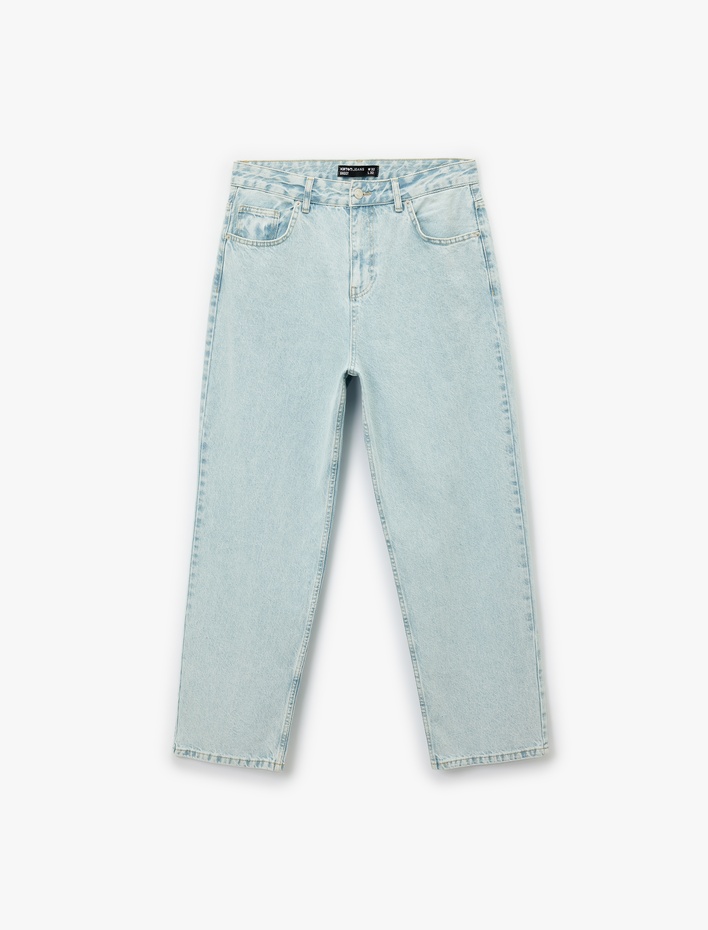  Normal Bel Bol Kalıp Pamuklu Baggy Jean Pantolon