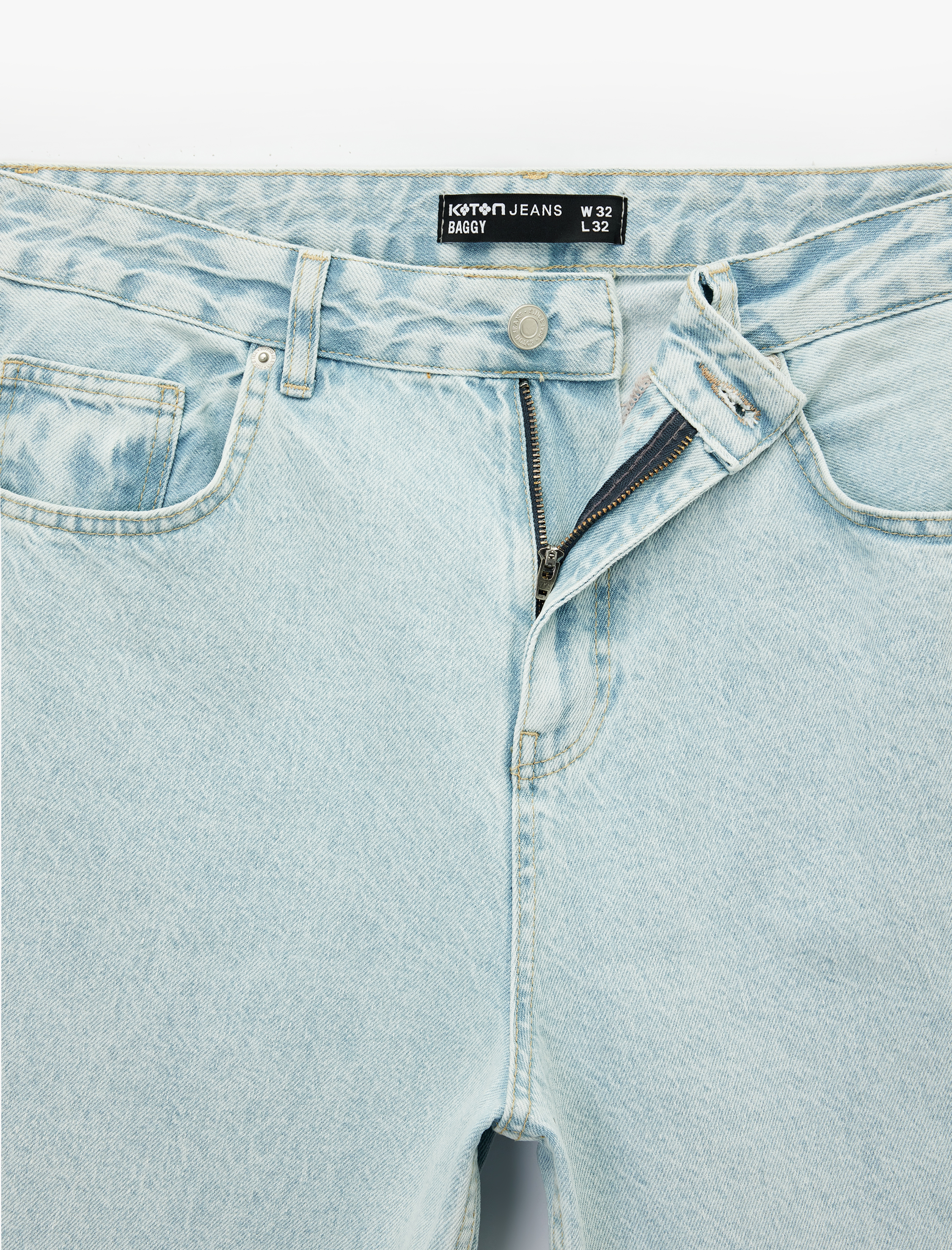   Normal Bel Bol Kalıp Pamuklu Baggy Jean Pantolon