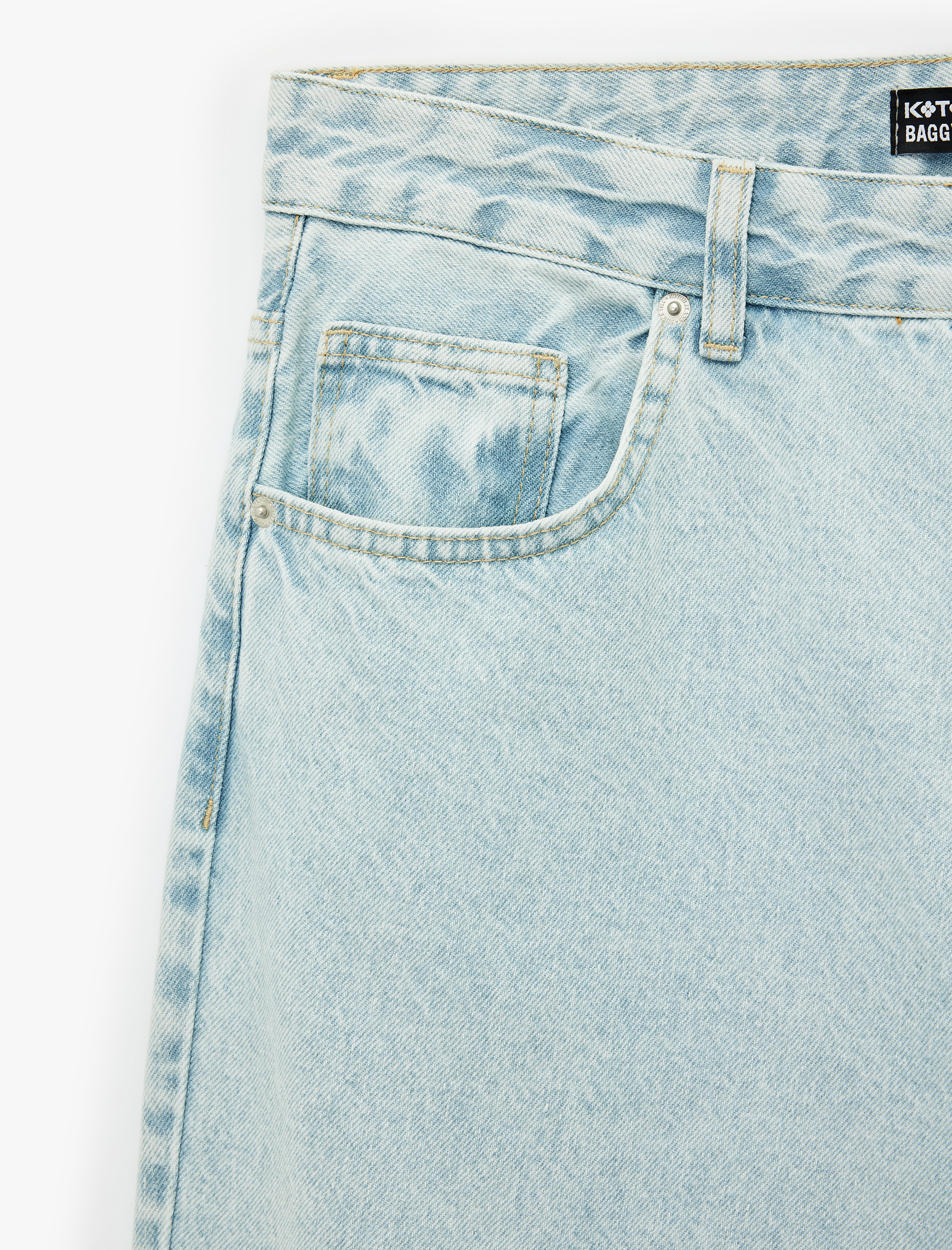   Normal Bel Bol Kalıp Pamuklu Baggy Jean Pantolon