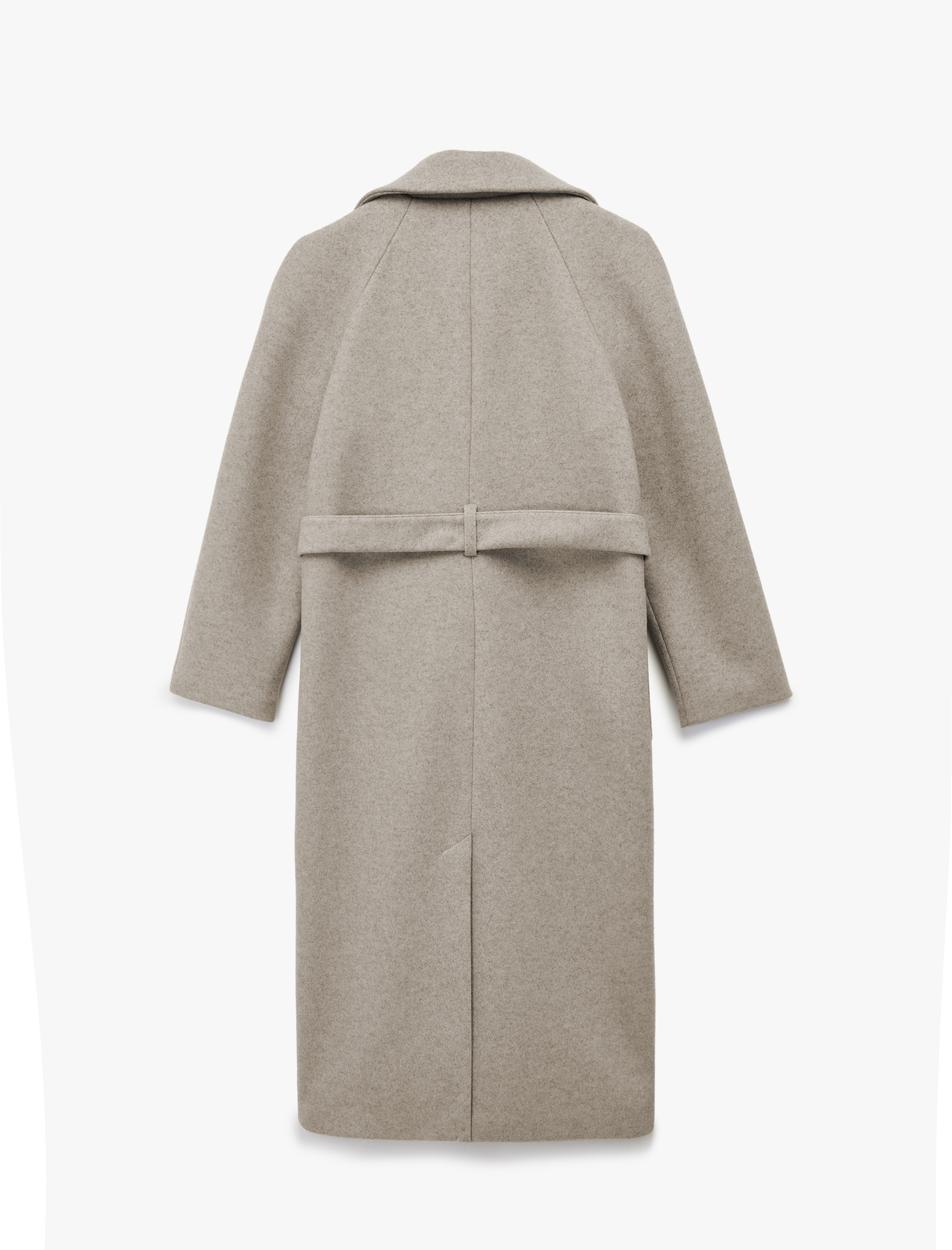   Uzun Kollu Cepli Kemerli Kruvaze Uzun Kaşe Kaban