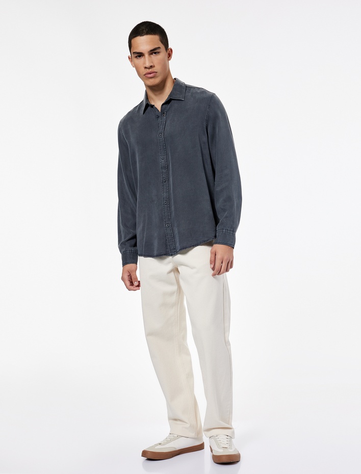  Regular Fit Uzun Kollu Düğmeli Klasik Yaka Gömlek