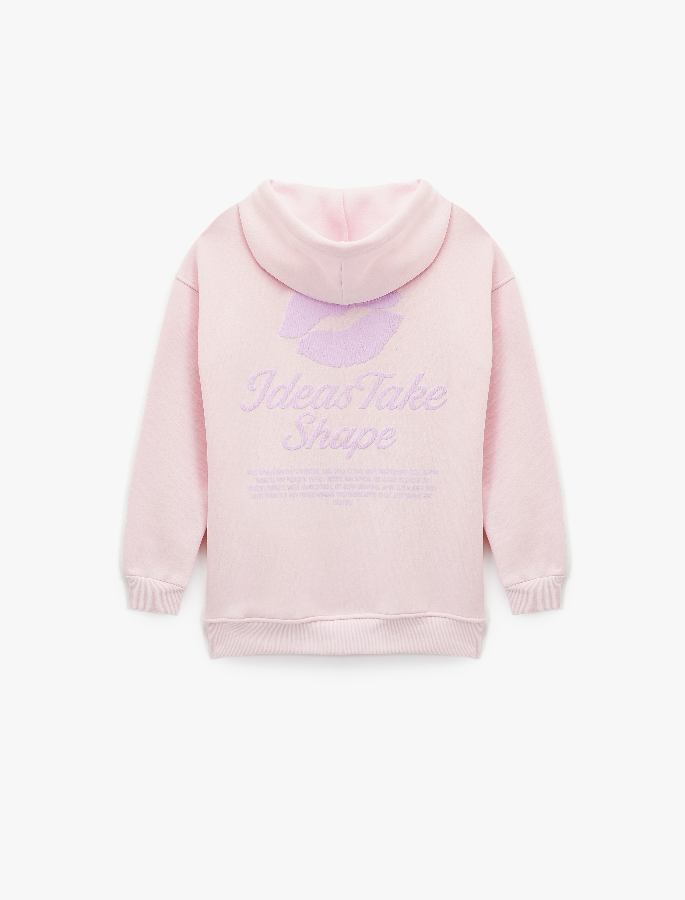   Şardonlu Uzun Kollu Kapüşonlu Baskılı Oversize Sweatshirt