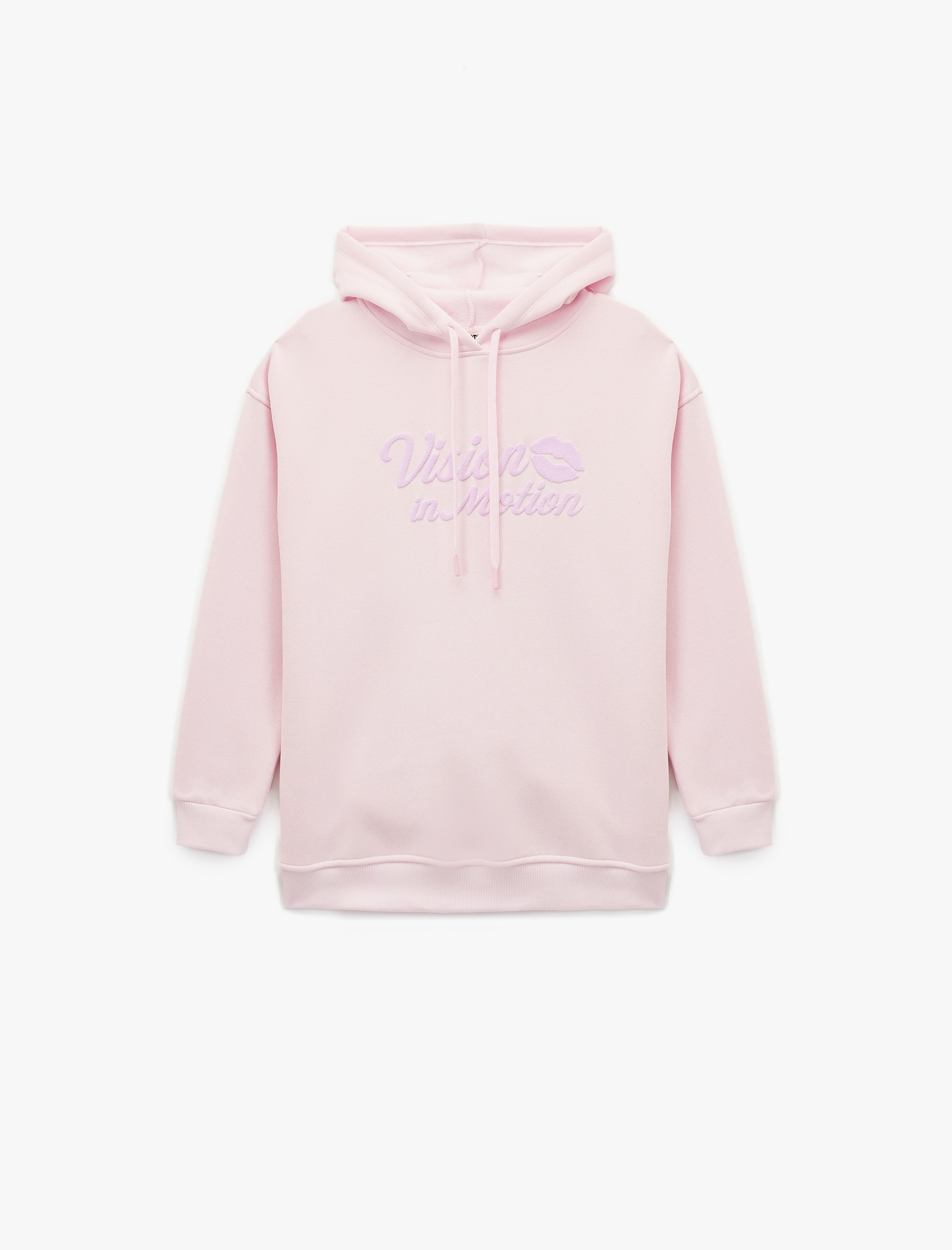   Şardonlu Uzun Kollu Kapüşonlu Baskılı Oversize Sweatshirt