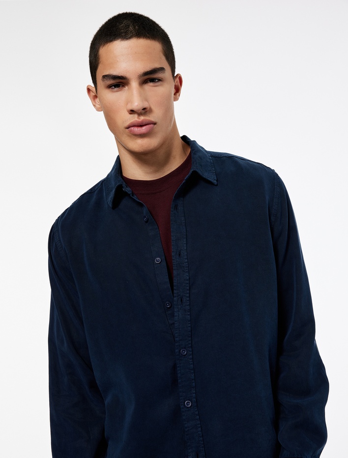  Regular Fit Uzun Kollu Düğmeli Klasik Yaka Gömlek