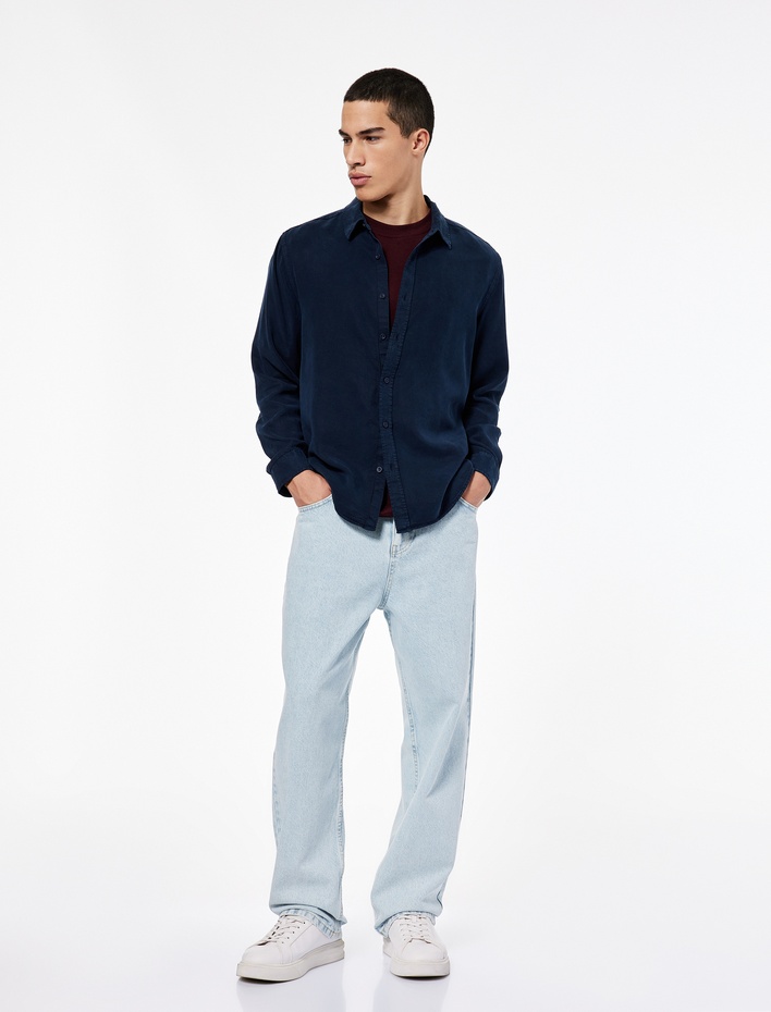  Regular Fit Uzun Kollu Düğmeli Klasik Yaka Gömlek