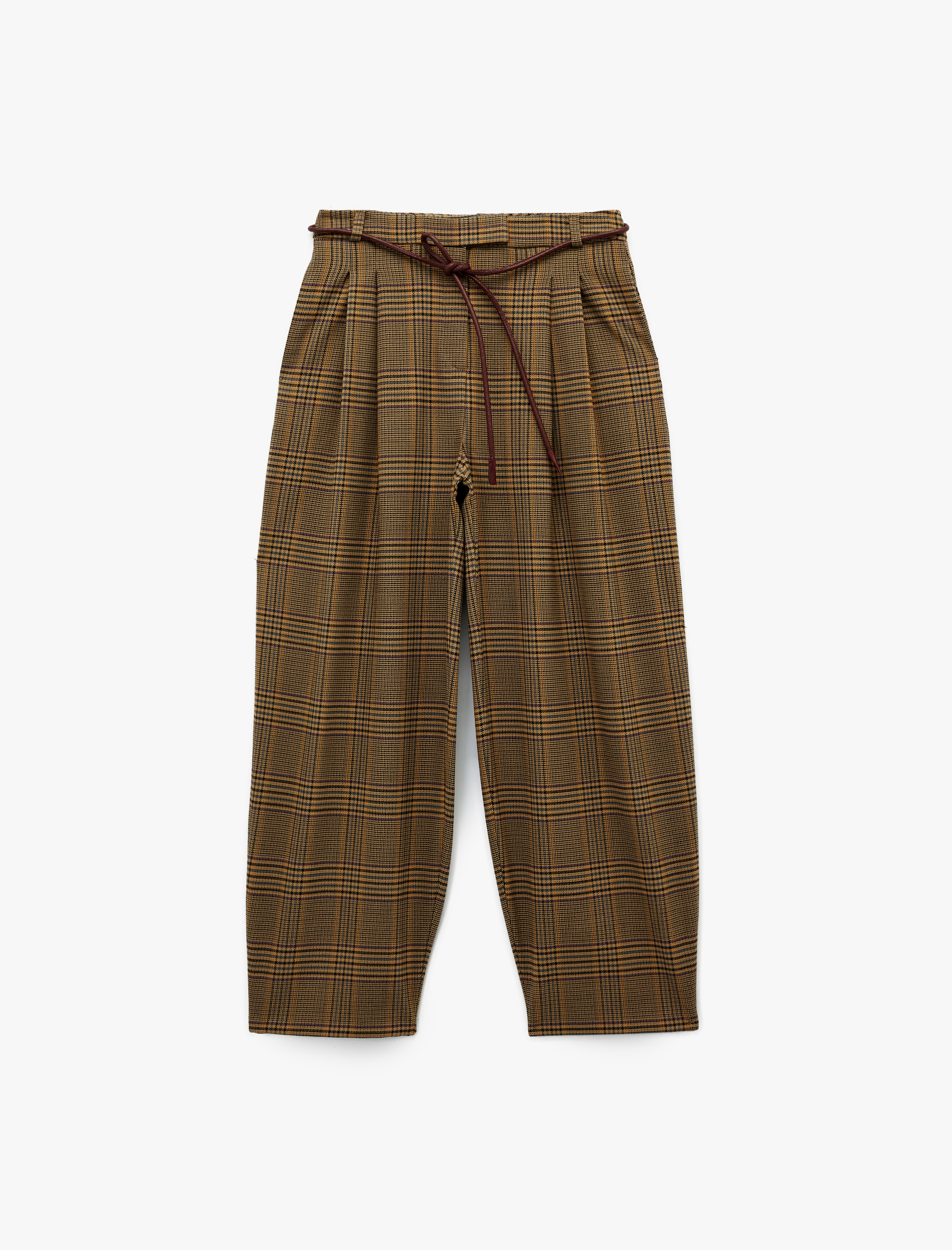   Koton X Melis Ağazat - Cepli Pile Detaylı Kemerli Ekose Balon Pantolon