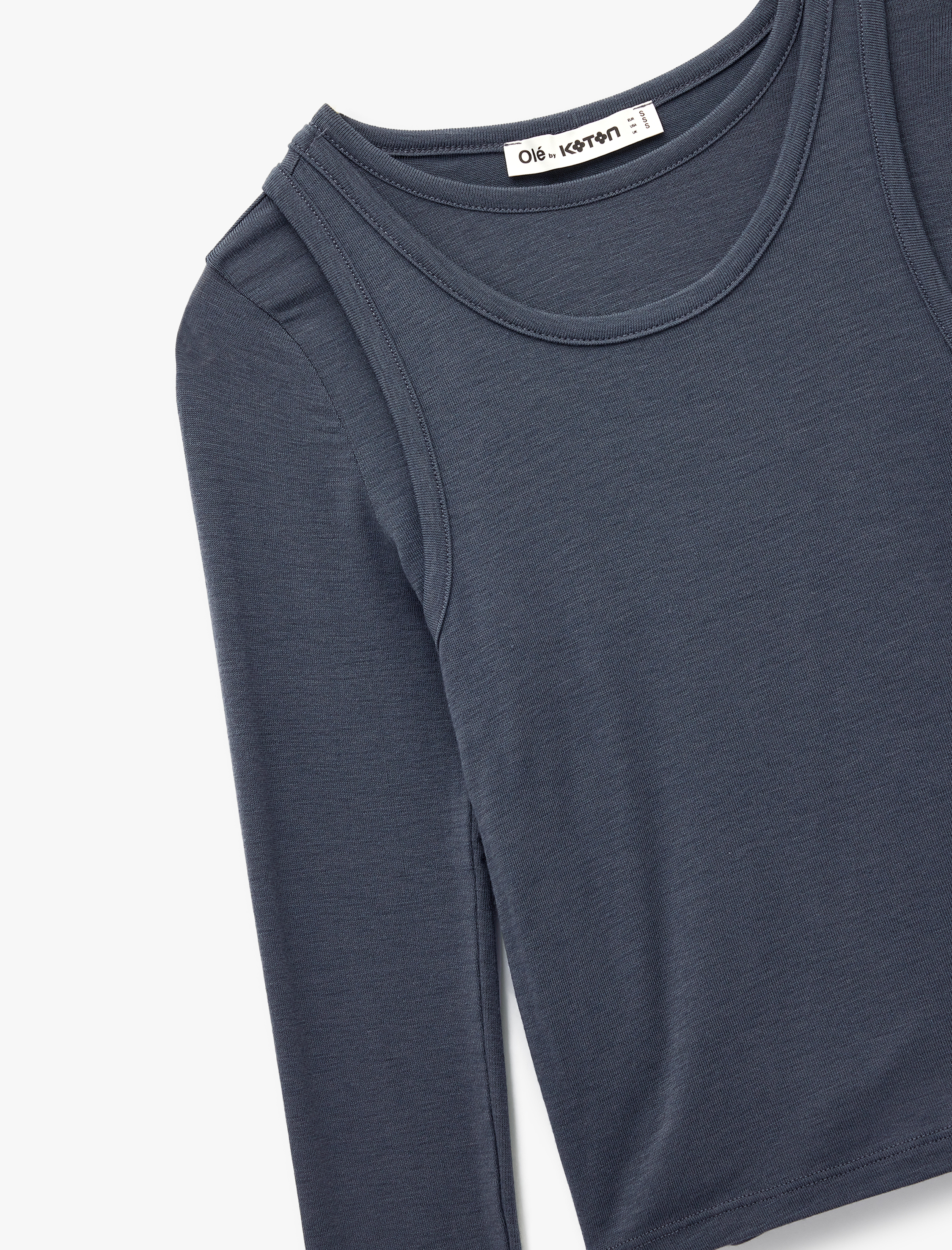   Slim Fit Atlet Görünümlü Bisiklet Yaka Uzun Kollu Tişört