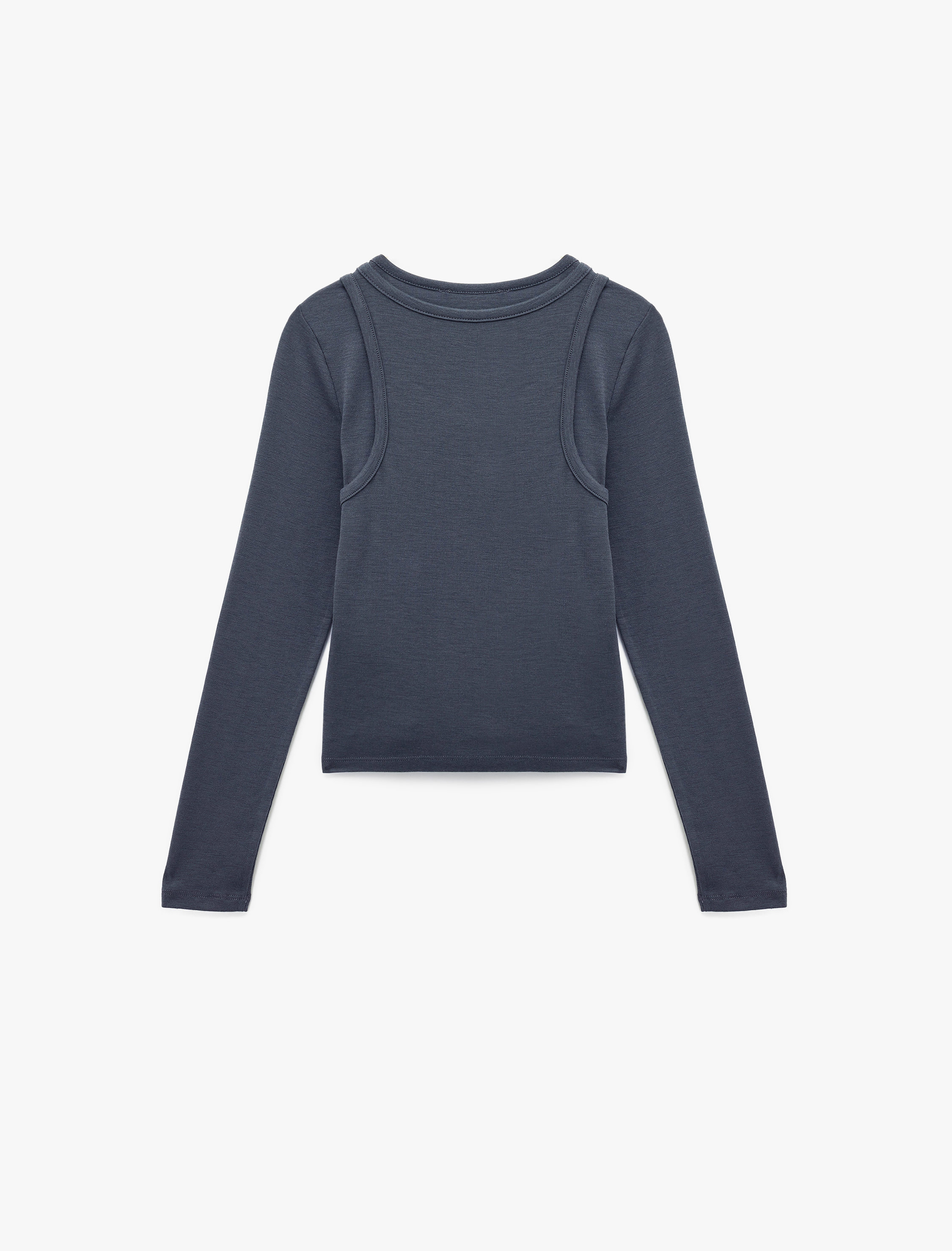   Slim Fit Atlet Görünümlü Bisiklet Yaka Uzun Kollu Tişört