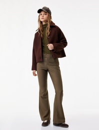 Slim Fit Çift Düğmeli İspanyol Paça Pantolon