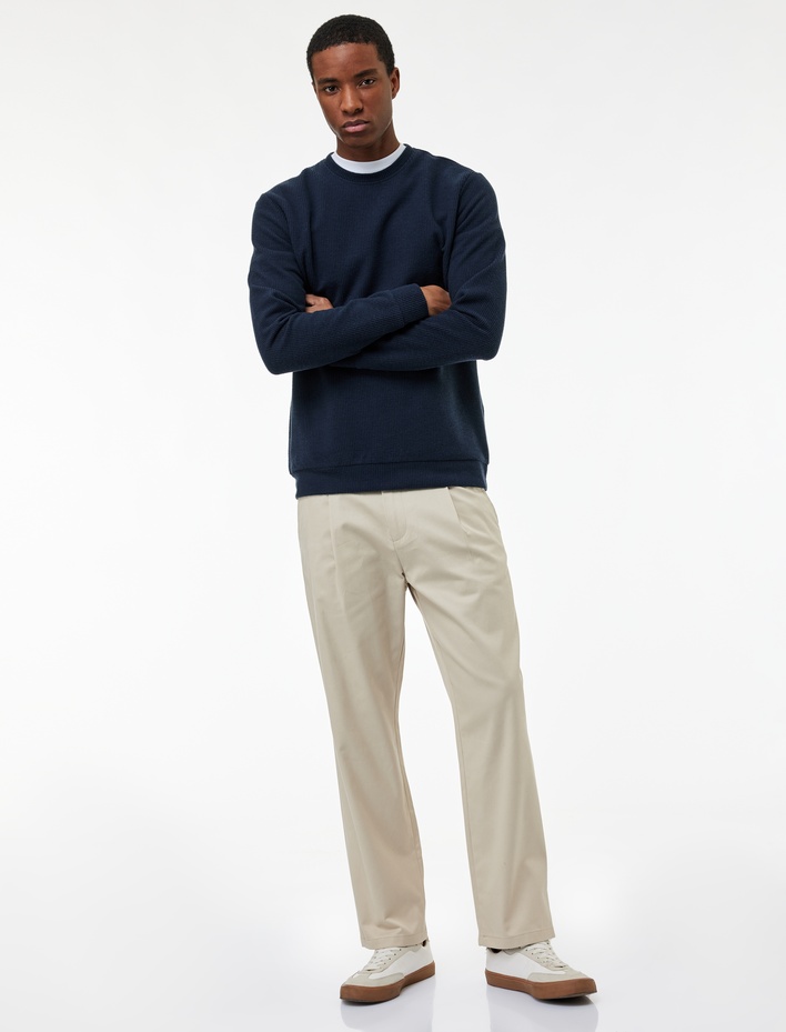  Uzun Kollu Bisiklet Yaka Basic Sweatshirt