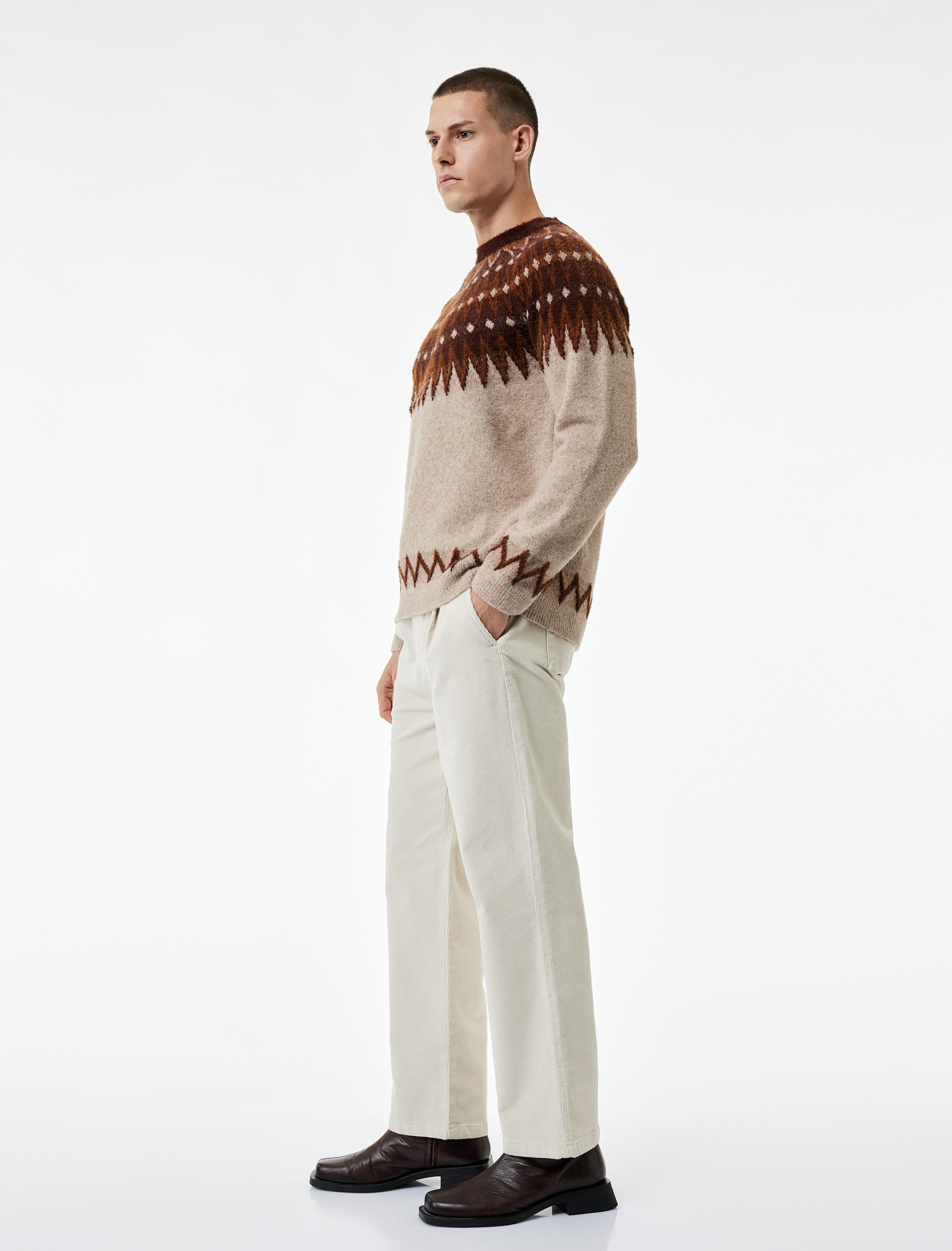   Pamuklu Cepli Bol Kalıp Beli Bağcıklı Kışlık Fitilli Kadife Pantolon