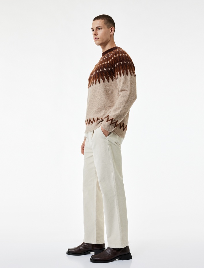  Pamuklu Cepli Bol Kalıp Beli Bağcıklı Kışlık Fitilli Kadife Pantolon