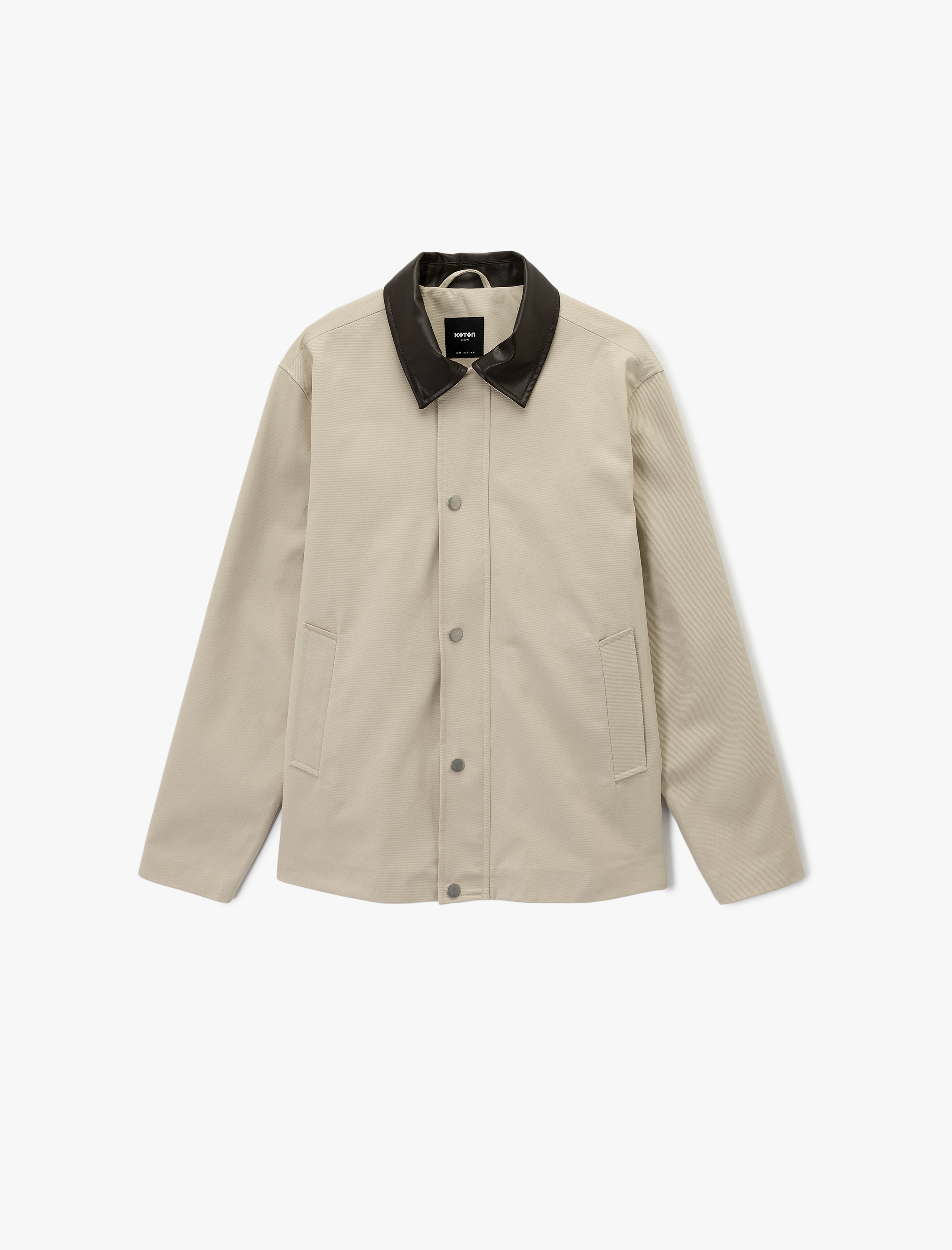   Regular Fit Cepli Renk Kontrastlı Gömlek Yaka Gabardin Ceket