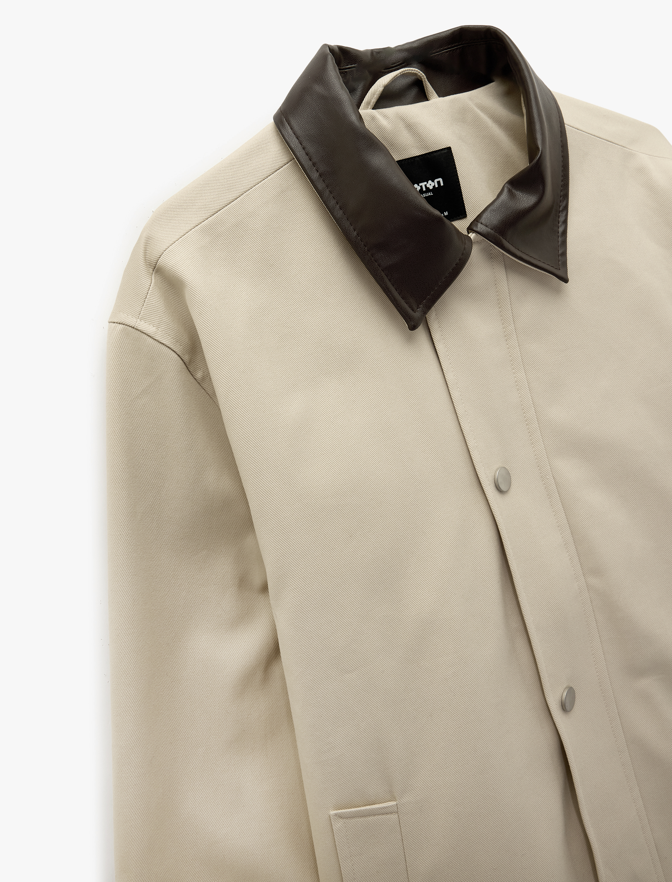   Regular Fit Cepli Renk Kontrastlı Gömlek Yaka Gabardin Ceket