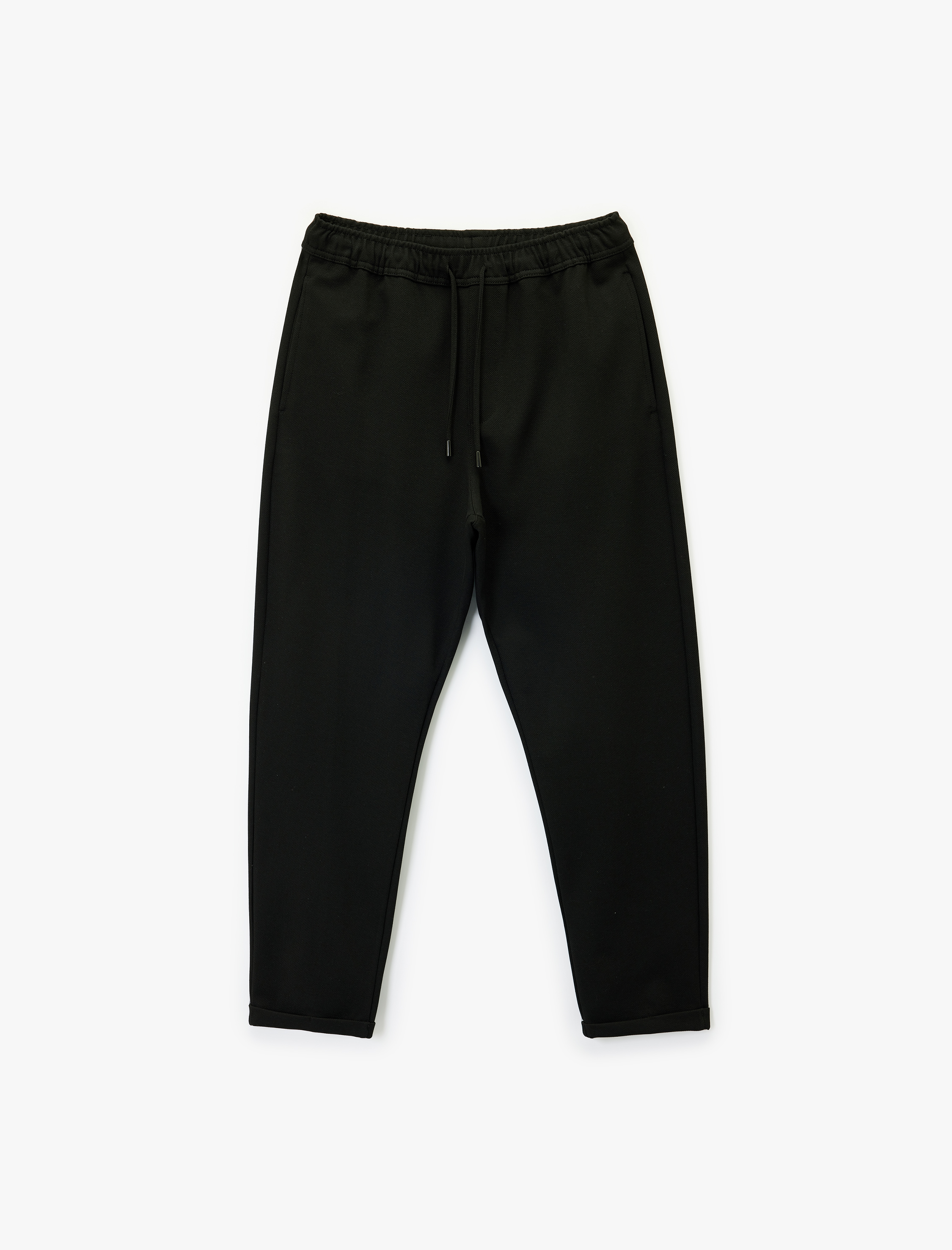   Viskon Karışımlı Duble Paça Cepli Beli Bağcıklı Pantolon