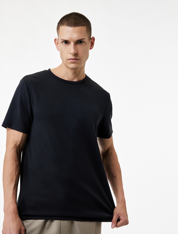  Regular Fit Modal Karışımlı Kısa Kollu Bisiklet Yaka Spor Tişört