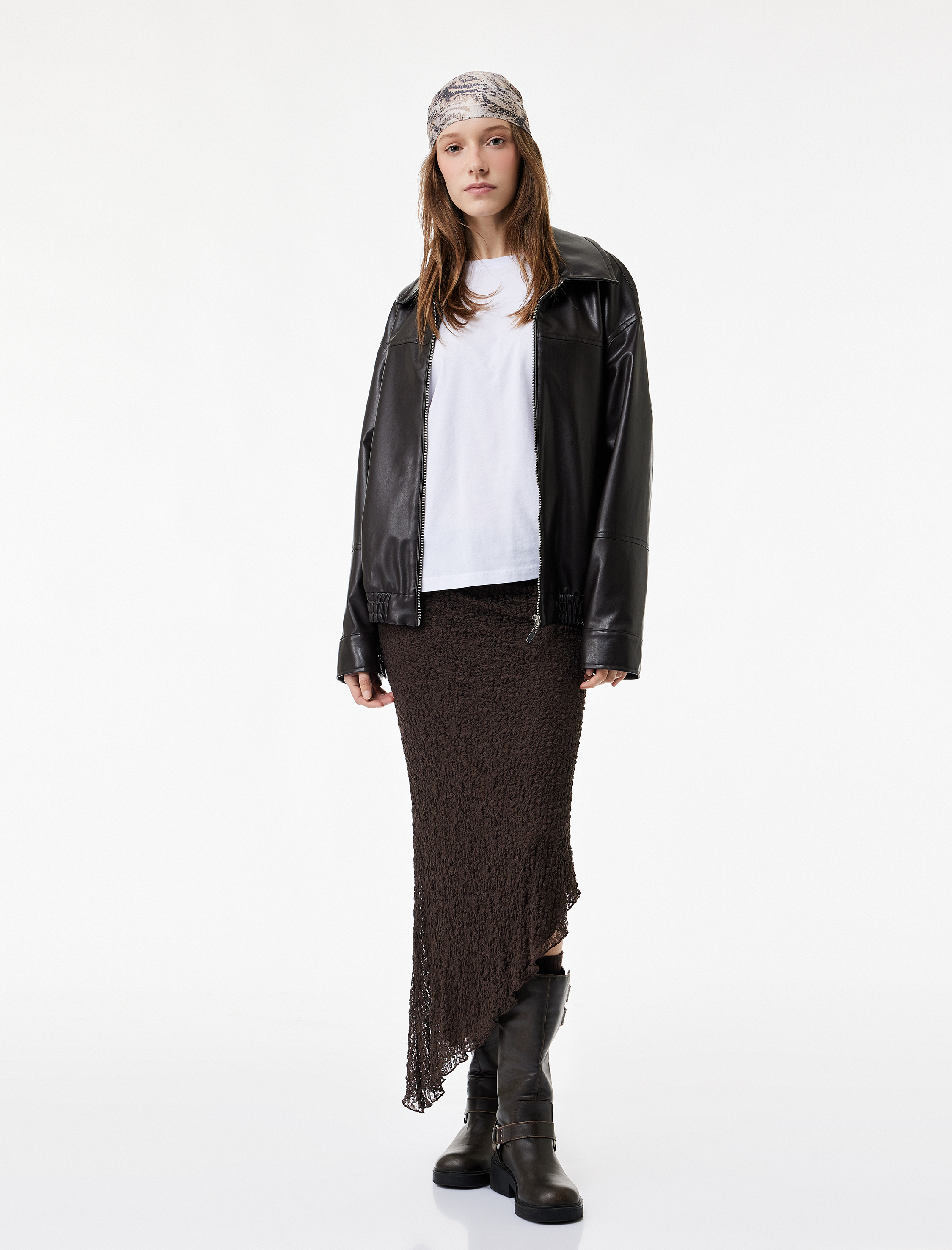   Asimetrik Kesim Slim Fit Midi Dantelli Etek