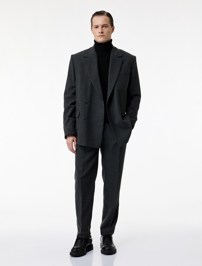  Viskon Karışımlı Cepli Slim Fit Kumaş Pantolon