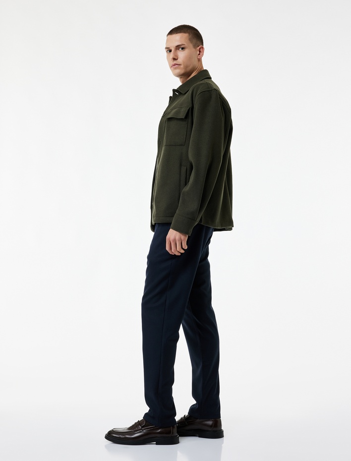  Slim Fit Cepli Viskon Karışımlı Kumaş Pantolon