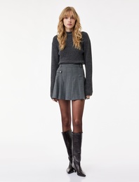 Koton X Melis Ağazat - Uzun Kollu Hafif Dik Yaka Pullu Parıltılı Triko Kazak