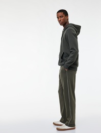 Pamuklu Cepli Çizgi Detaylı Beli Bağcıklı Eşofman Altı