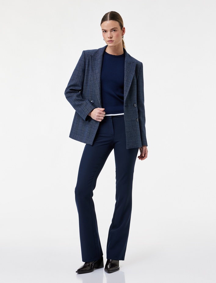  Normal Bel Slim Fit İspanyol Paça Kumaş Pantolon