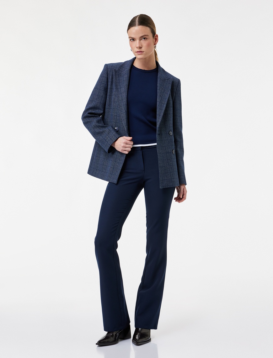 Koton Kadın Normal Bel Slim Fit İspanyol Paça Kumaş Pantolon