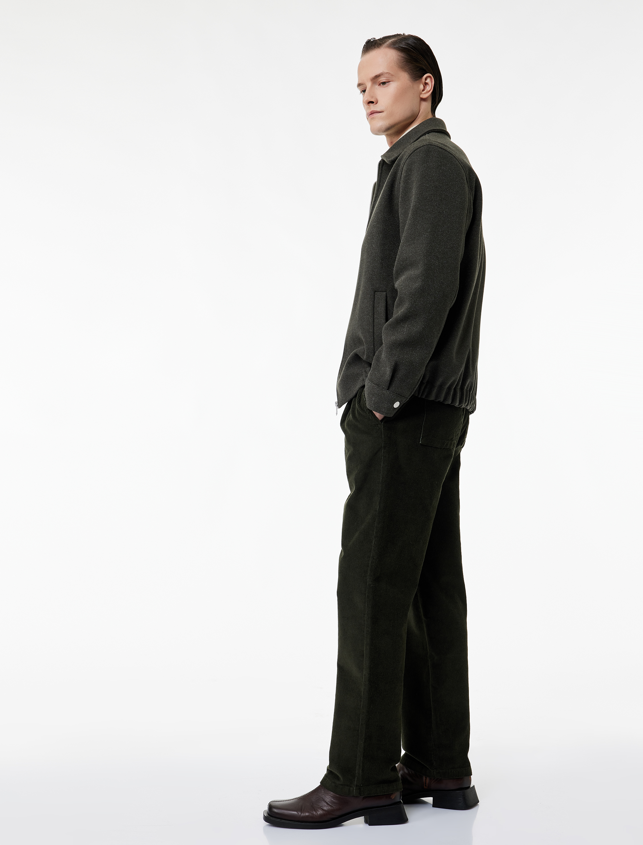   Pamuklu Cepli Bol Kalıp Beli Bağcıklı Kışlık Fitilli Kadife Pantolon