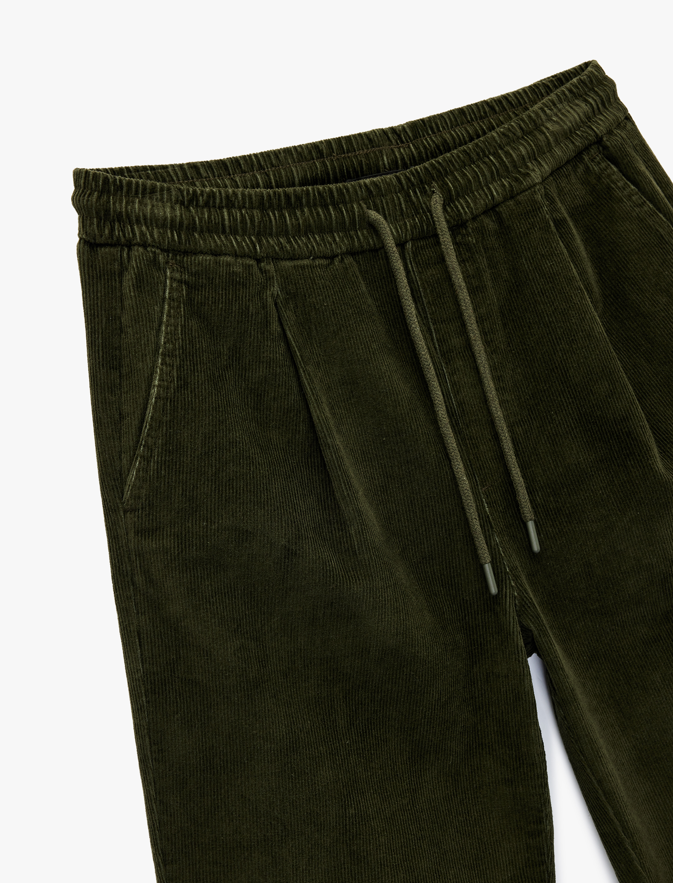   Pamuklu Cepli Bol Kalıp Beli Bağcıklı Kışlık Fitilli Kadife Pantolon