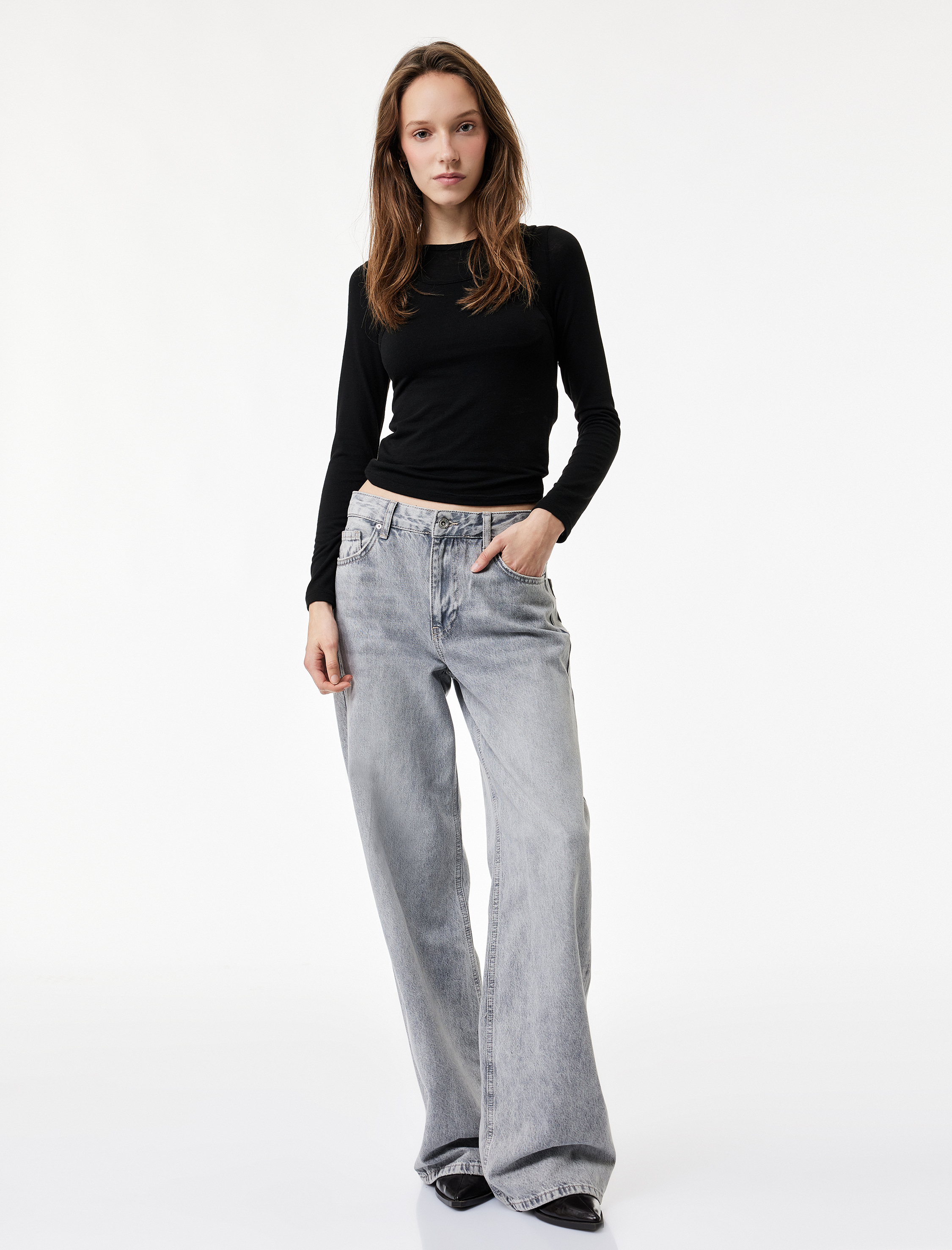   Slim Fit Atlet Görünümlü Bisiklet Yaka Uzun Kollu Tişört