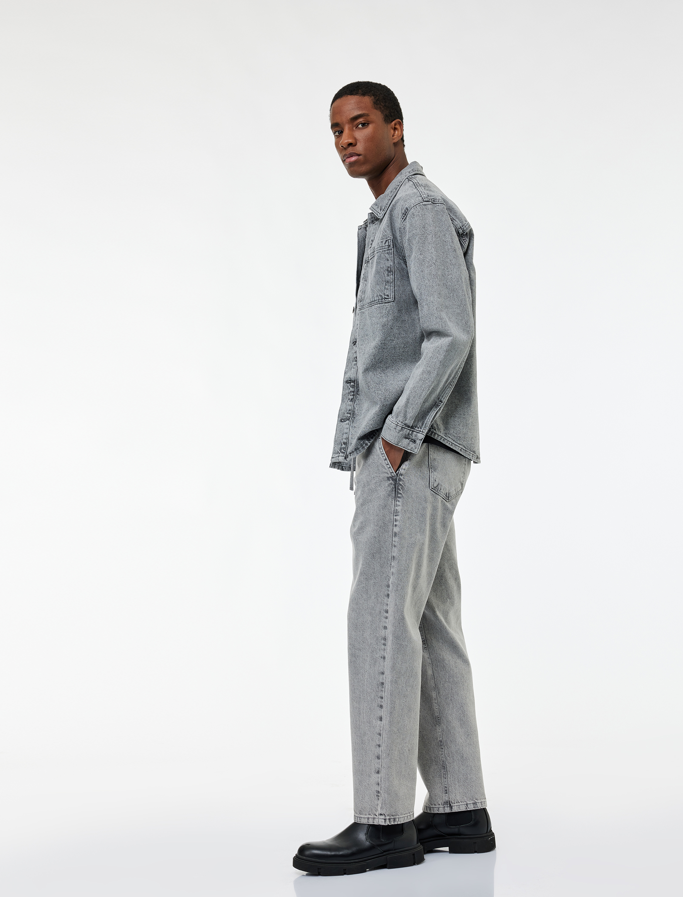   Pamuklu Cepli Bol Beli Bağcıklı Baggy Jean Pantolon