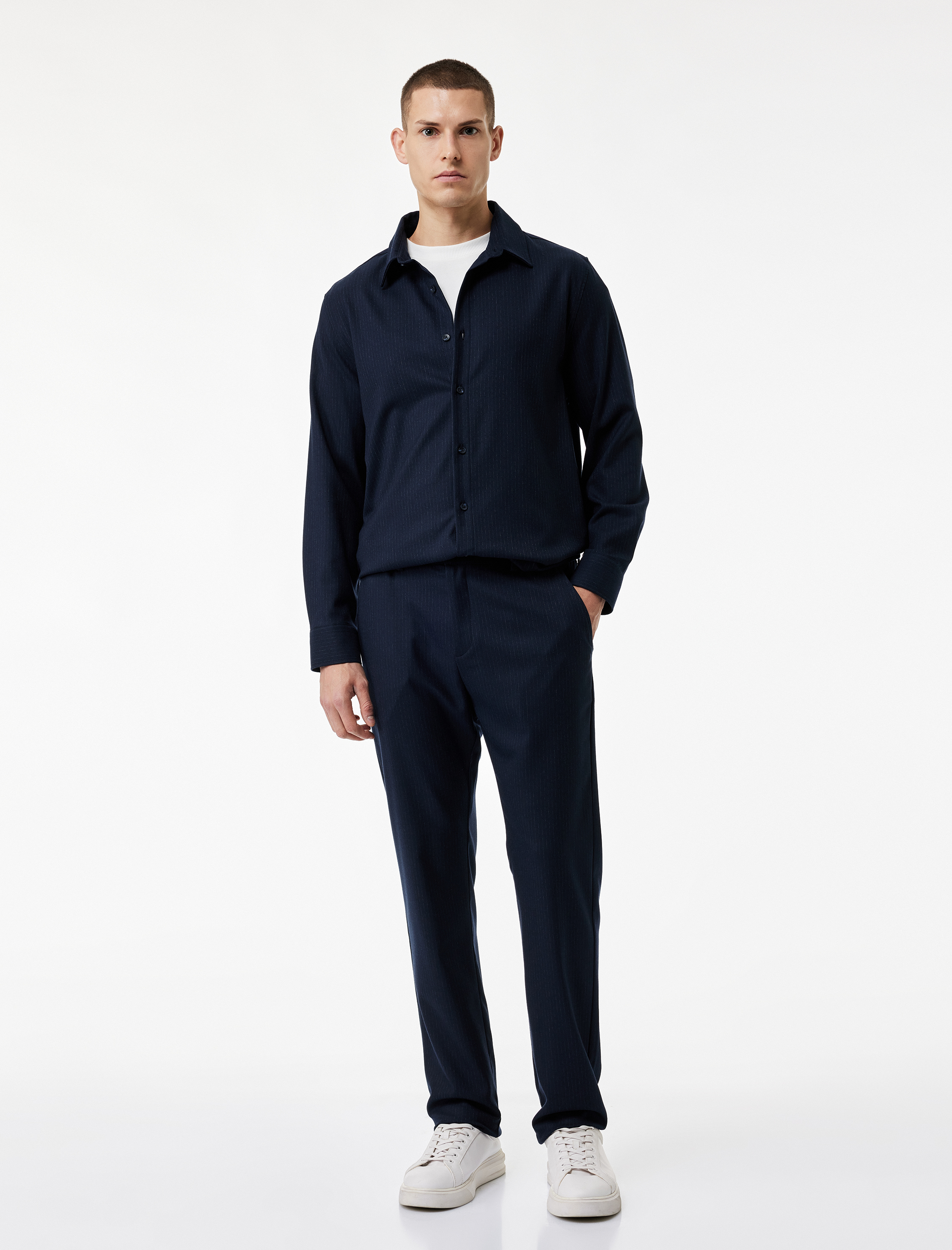 Regular Fit Viskon Karışımlı Klasik Yaka Uzun Kollu Gömlek