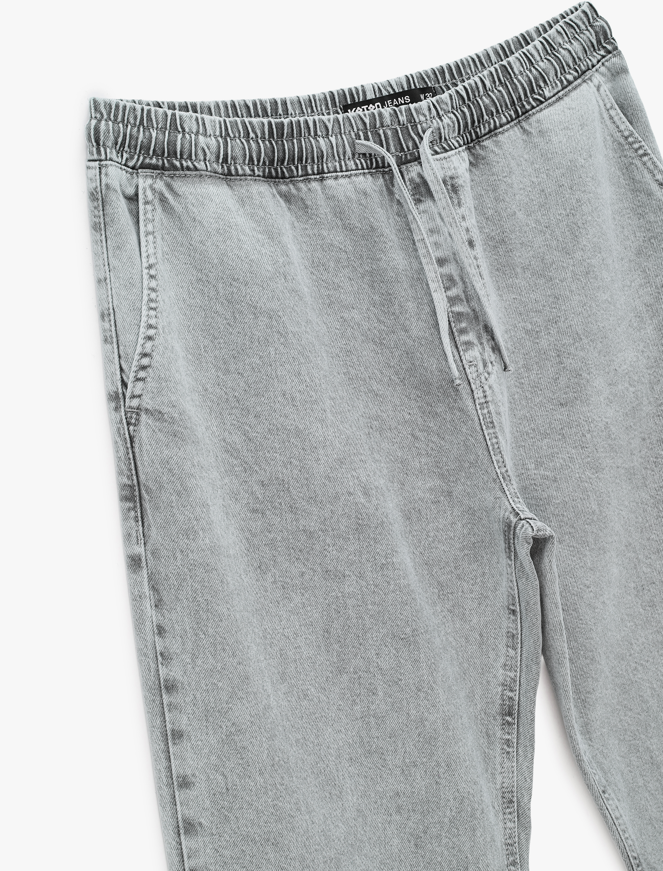   Pamuklu Cepli Bol Beli Bağcıklı Baggy Jean Pantolon