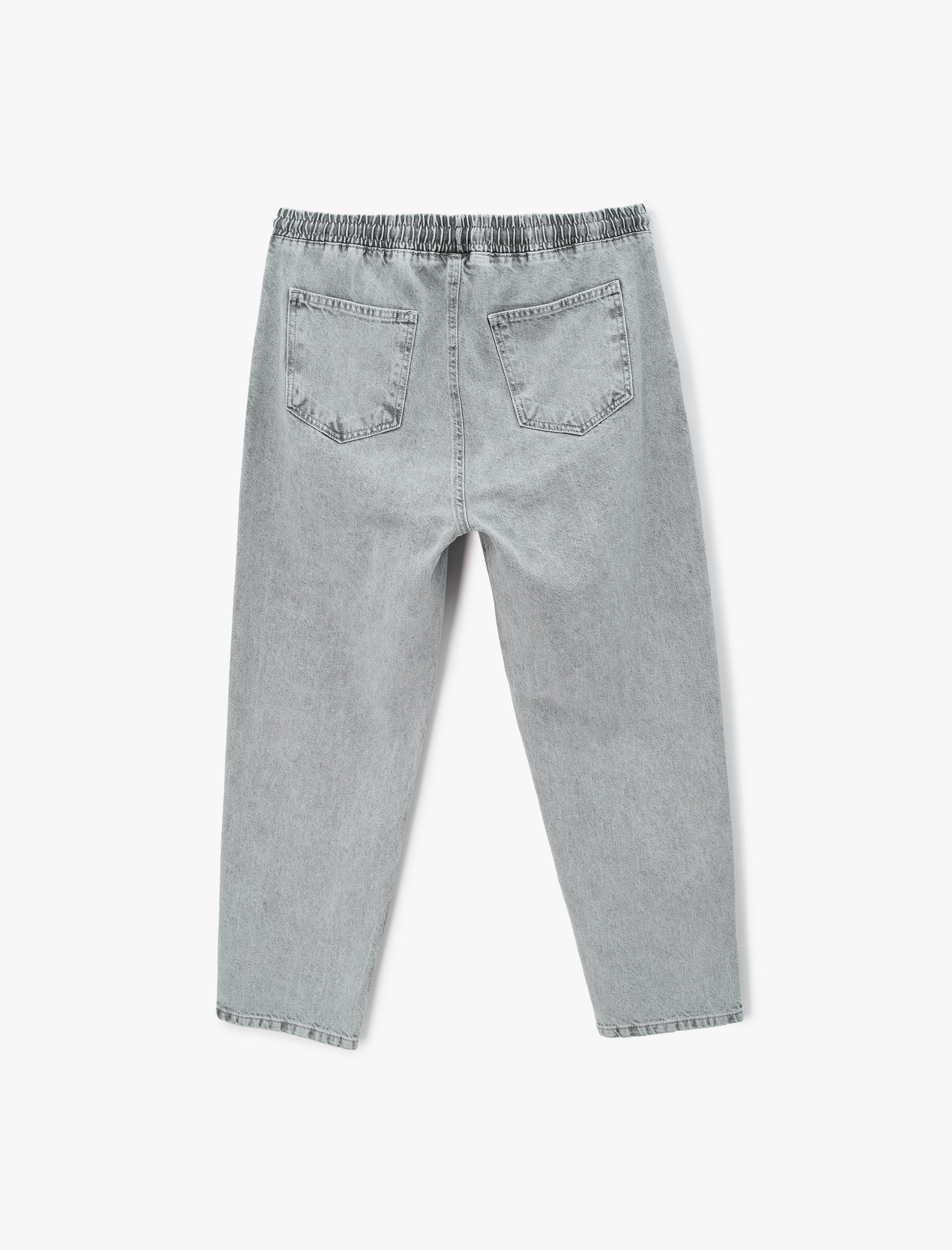   Pamuklu Cepli Bol Beli Bağcıklı Baggy Jean Pantolon