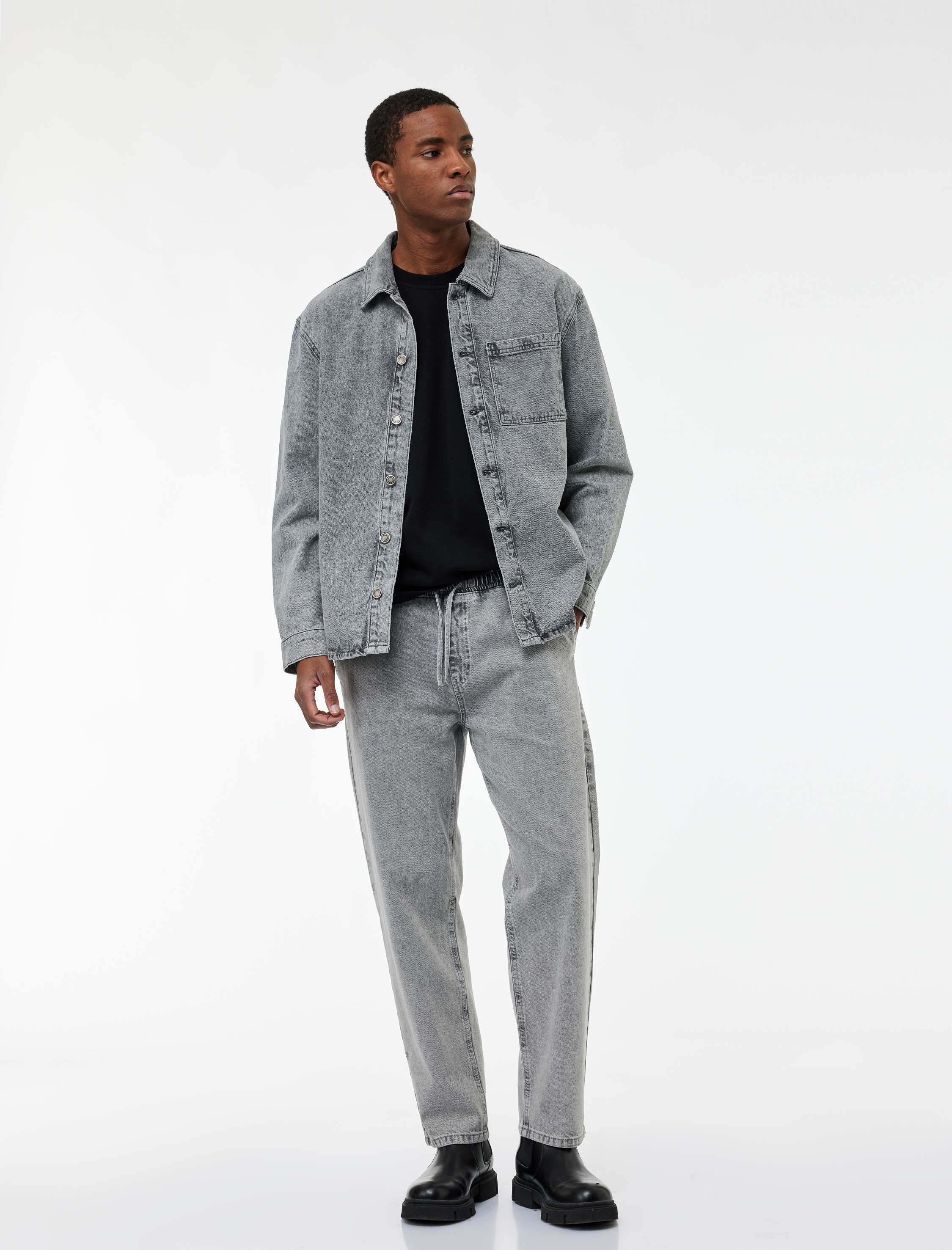   Pamuklu Cepli Bol Beli Bağcıklı Baggy Jean Pantolon