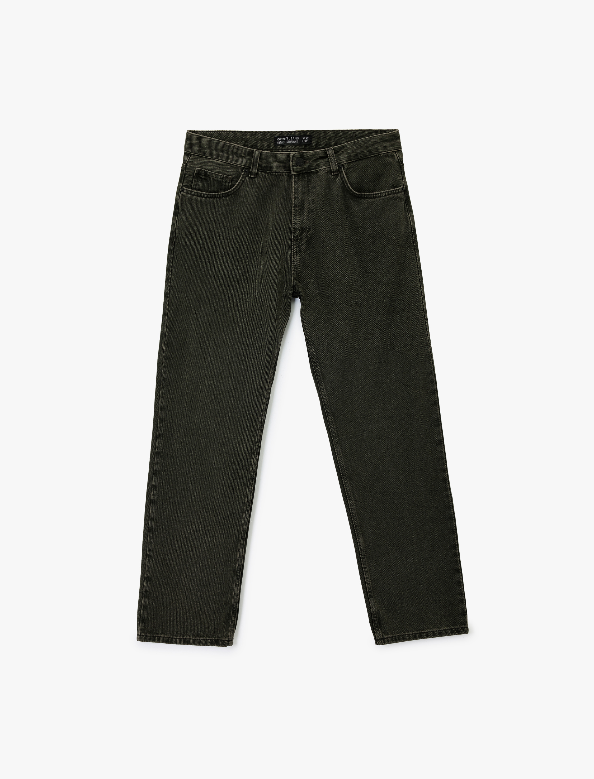   Normal Bel Pamuklu Vintage Straight Fit Jean Pantolon