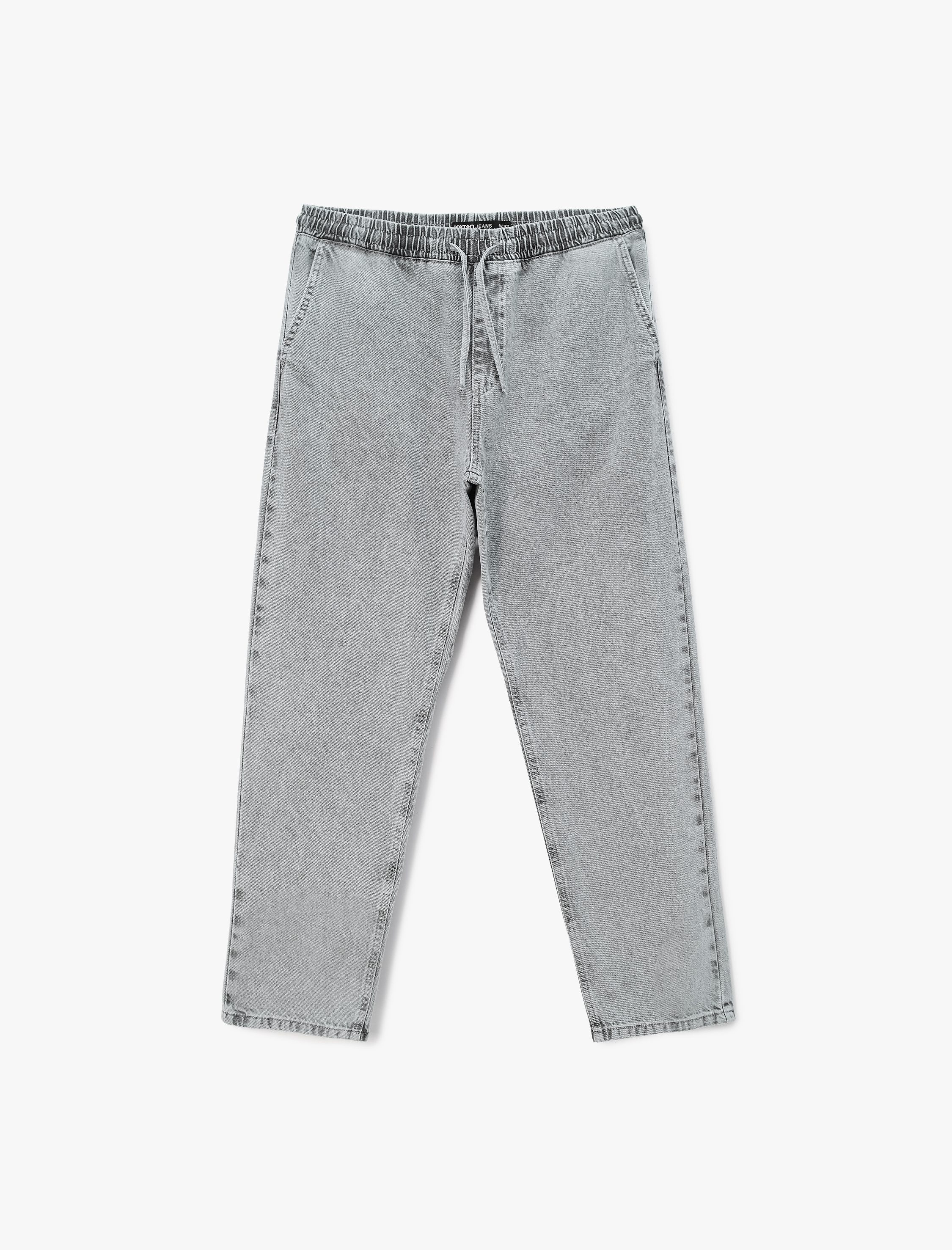   Pamuklu Cepli Bol Beli Bağcıklı Baggy Jean Pantolon