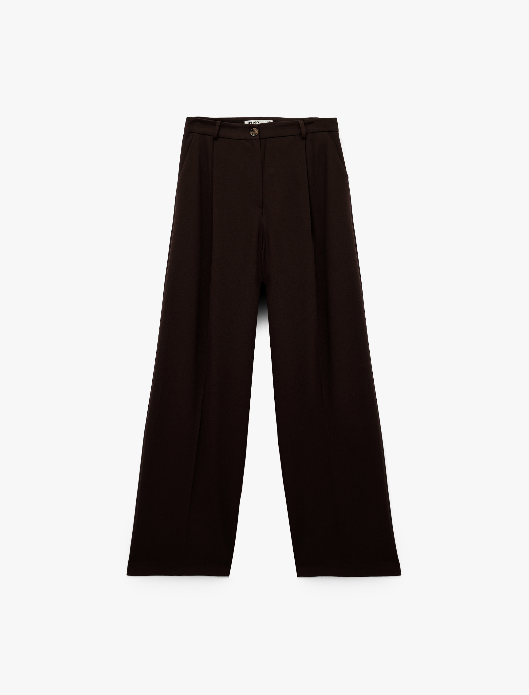   Pile Detaylı Loose Fit Geniş Paça Kumaş Pantolon