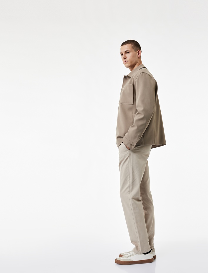  Pamuklu Cepli Gabardin Beli Bağcıklı Pantolon