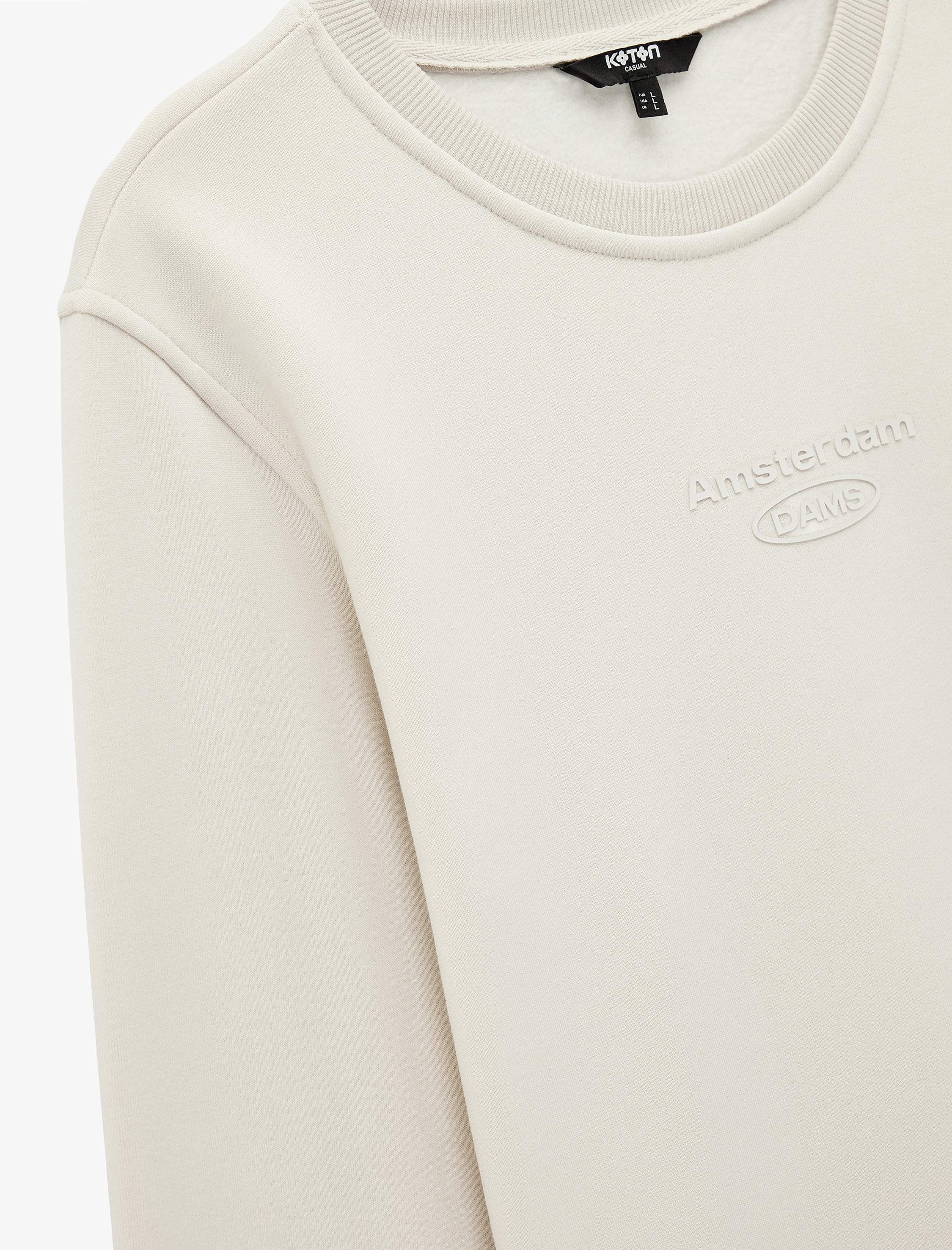   Uzun Kollu Bisiklet Yaka Şardonlu Baskılı Sweatshirt