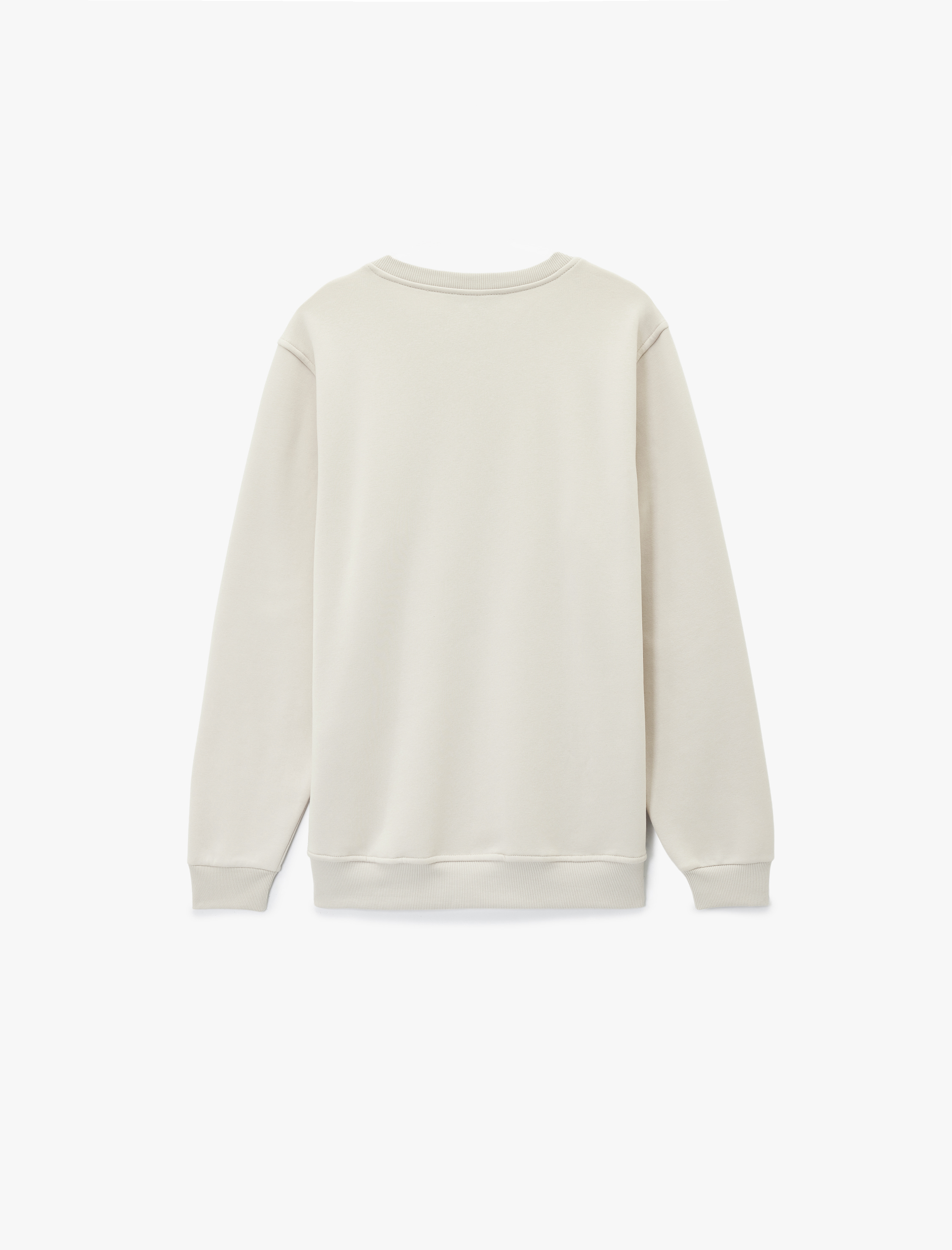   Uzun Kollu Bisiklet Yaka Şardonlu Baskılı Sweatshirt