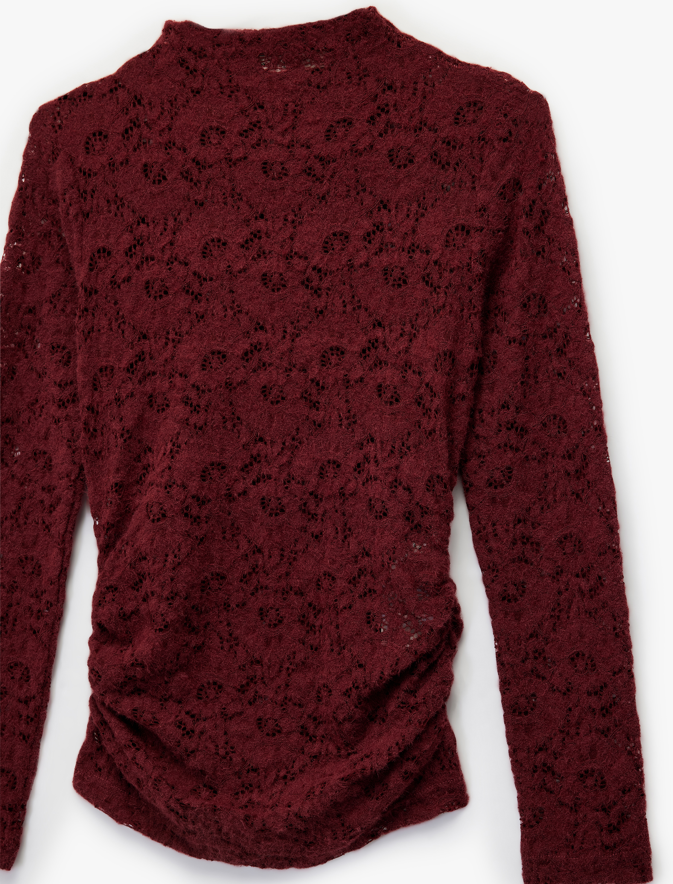   Koton X Sibil Çetinkaya - Slim Fit Floral Dokulu Drapeli Dantel Bluz