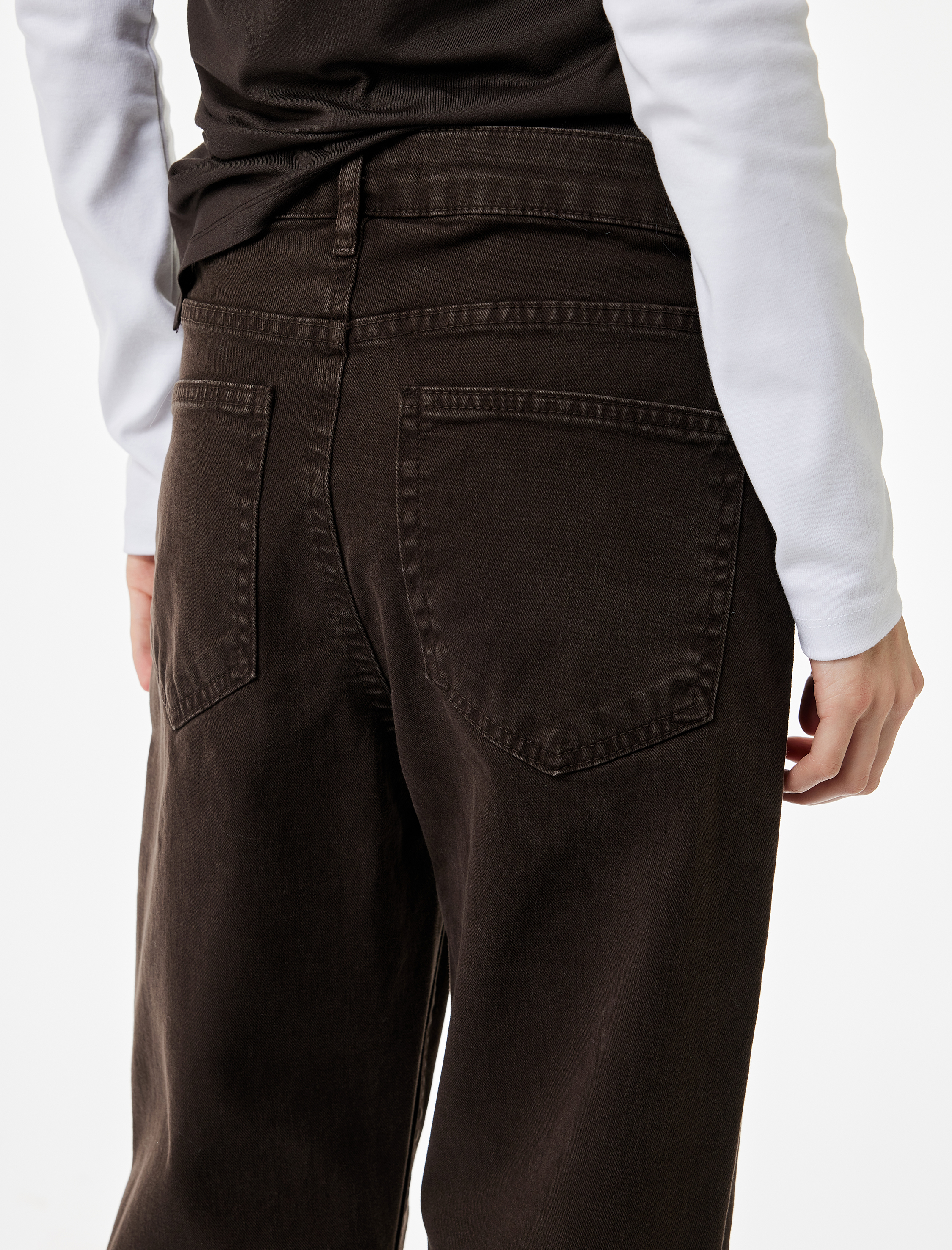   Pamuklu Dar Kalıp Düğmeli Cepli İspanyol Paça Crop Jean Pantolon -  Kick Flare Jeans