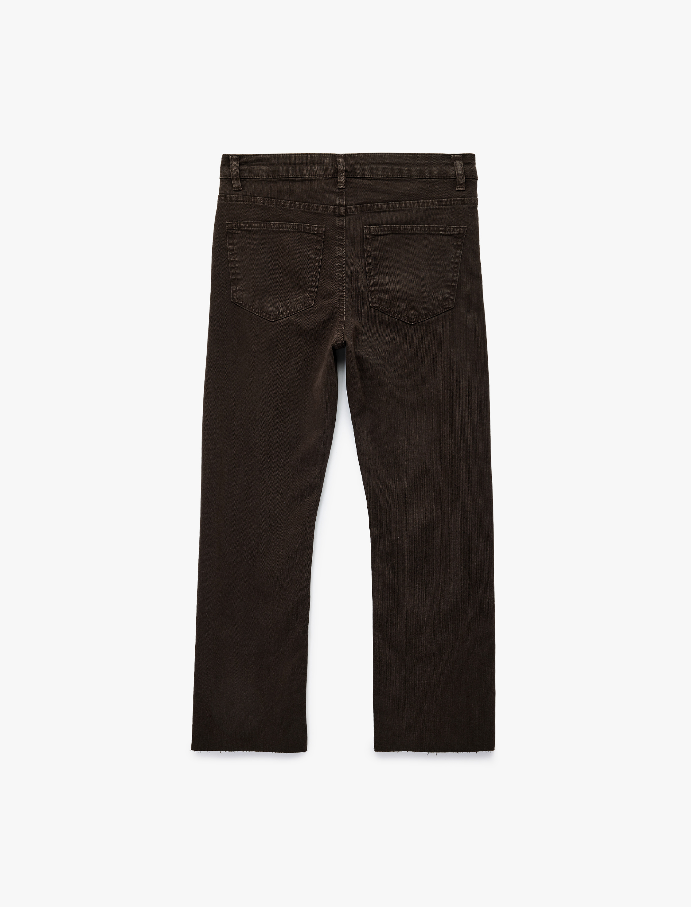   Pamuklu Dar Kalıp Düğmeli Cepli İspanyol Paça Crop Jean Pantolon -  Kick Flare Jeans