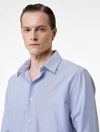 Regular Fit Klasik Yaka Pamuk Karışımlı Uzun Kollu Gömlek