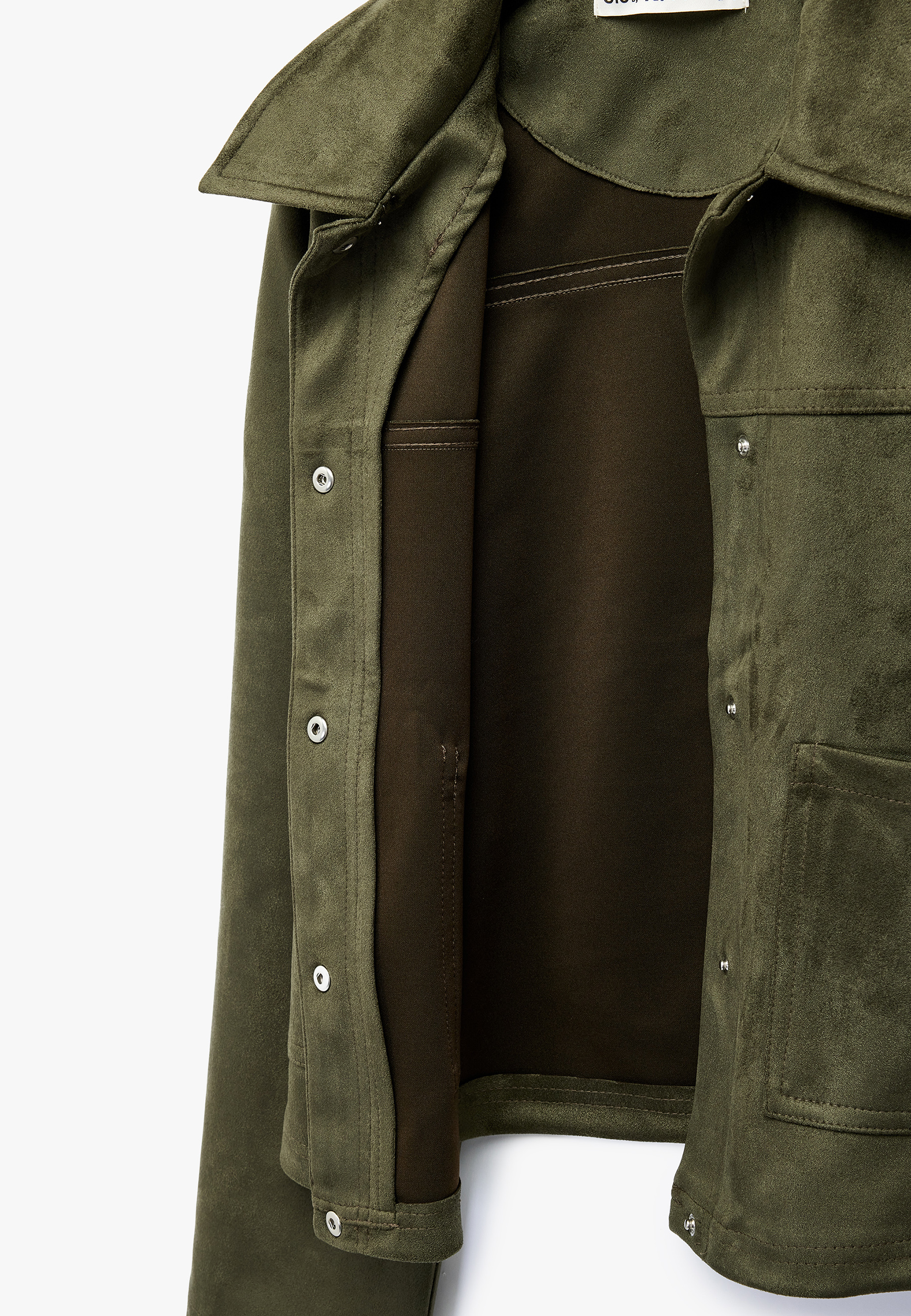   Çıtçıt Düğmeli Cep Detaylı Klasik Yaka Uzun Kollu Suni Süet Gömlek