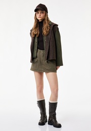 Çıtçıt Düğmeli Cep Detaylı Klasik Yaka Uzun Kollu Suni Süet Gömlek