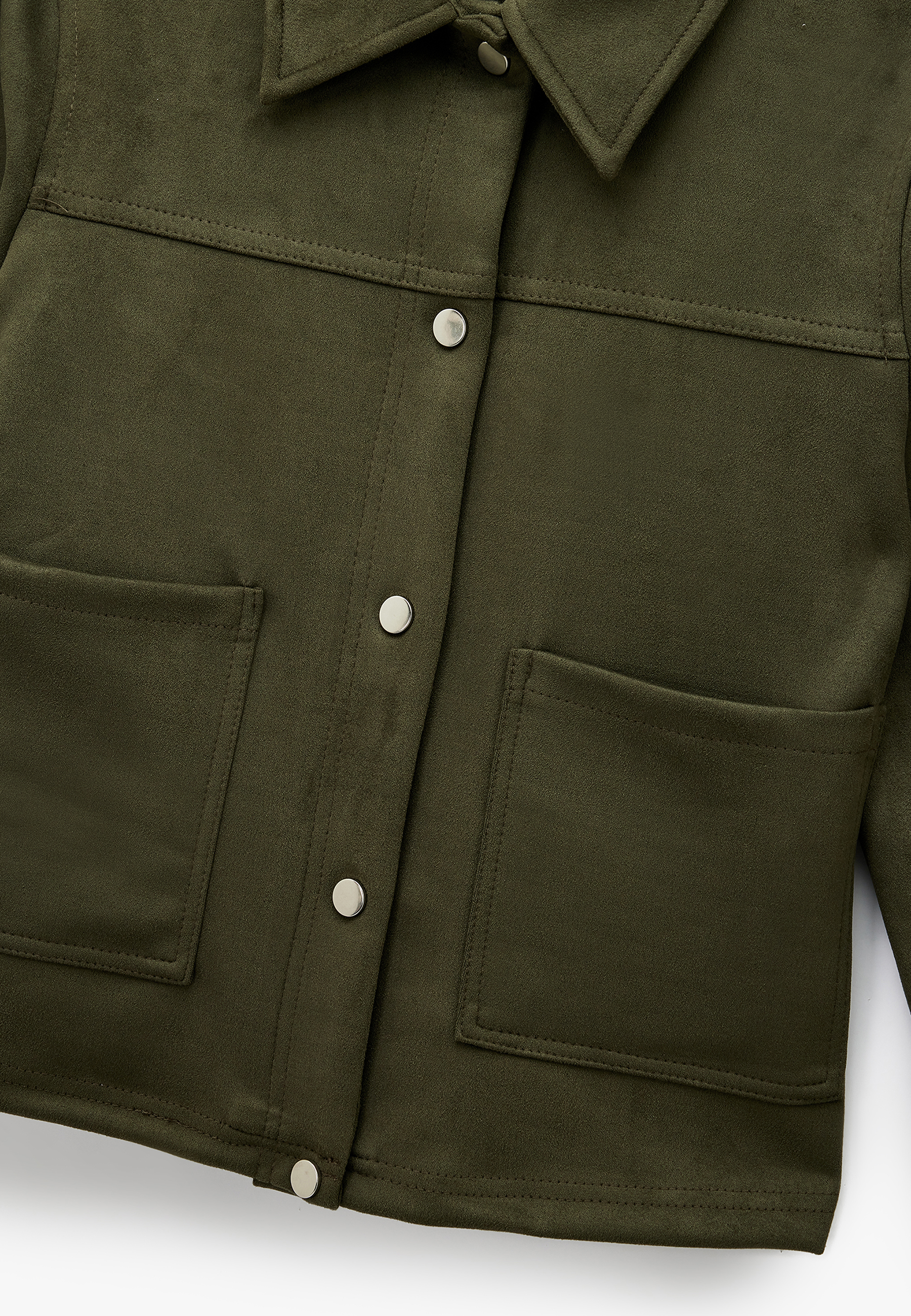   Çıtçıt Düğmeli Cep Detaylı Klasik Yaka Uzun Kollu Suni Süet Gömlek